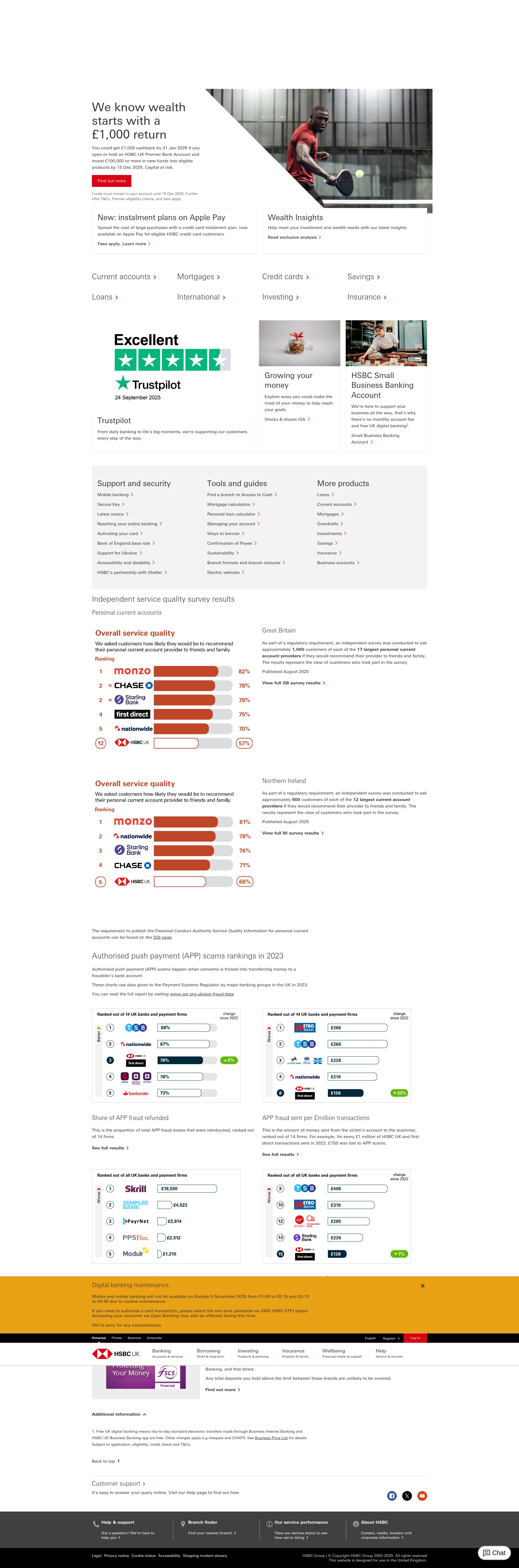 Screenshot of hsbc.co.uk