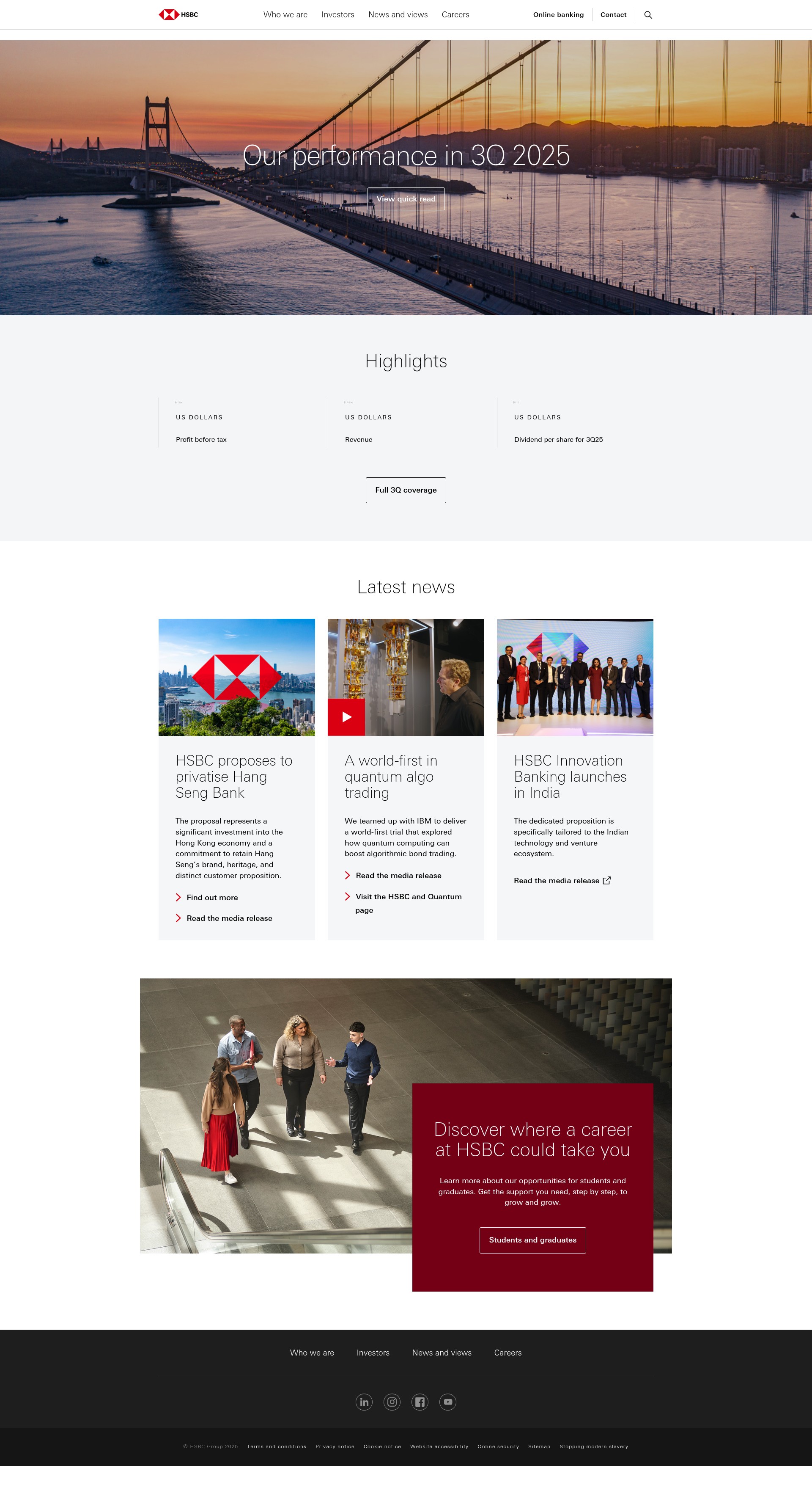 Screenshot of hsbc.com