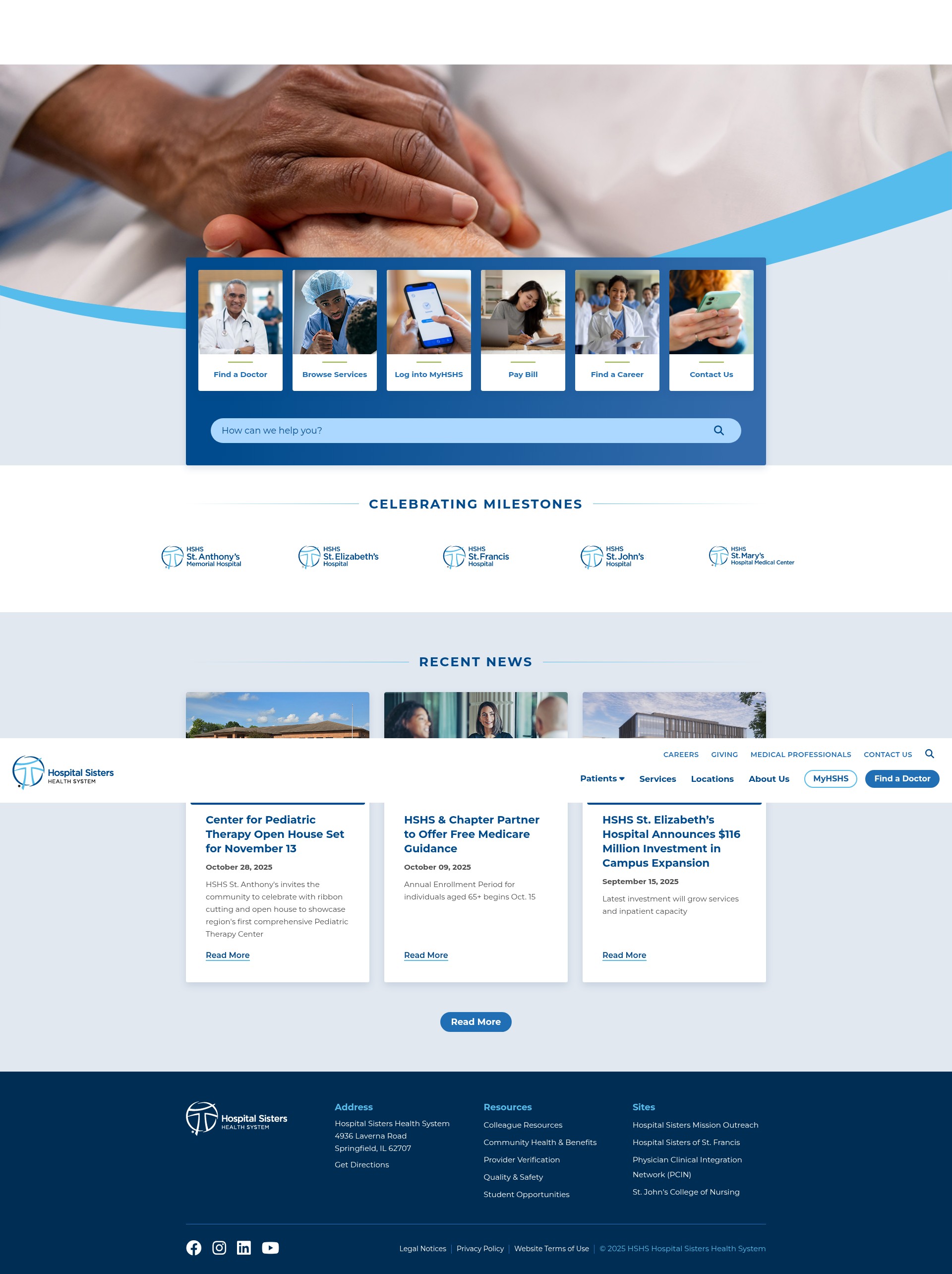 Screenshot of hshs.org
