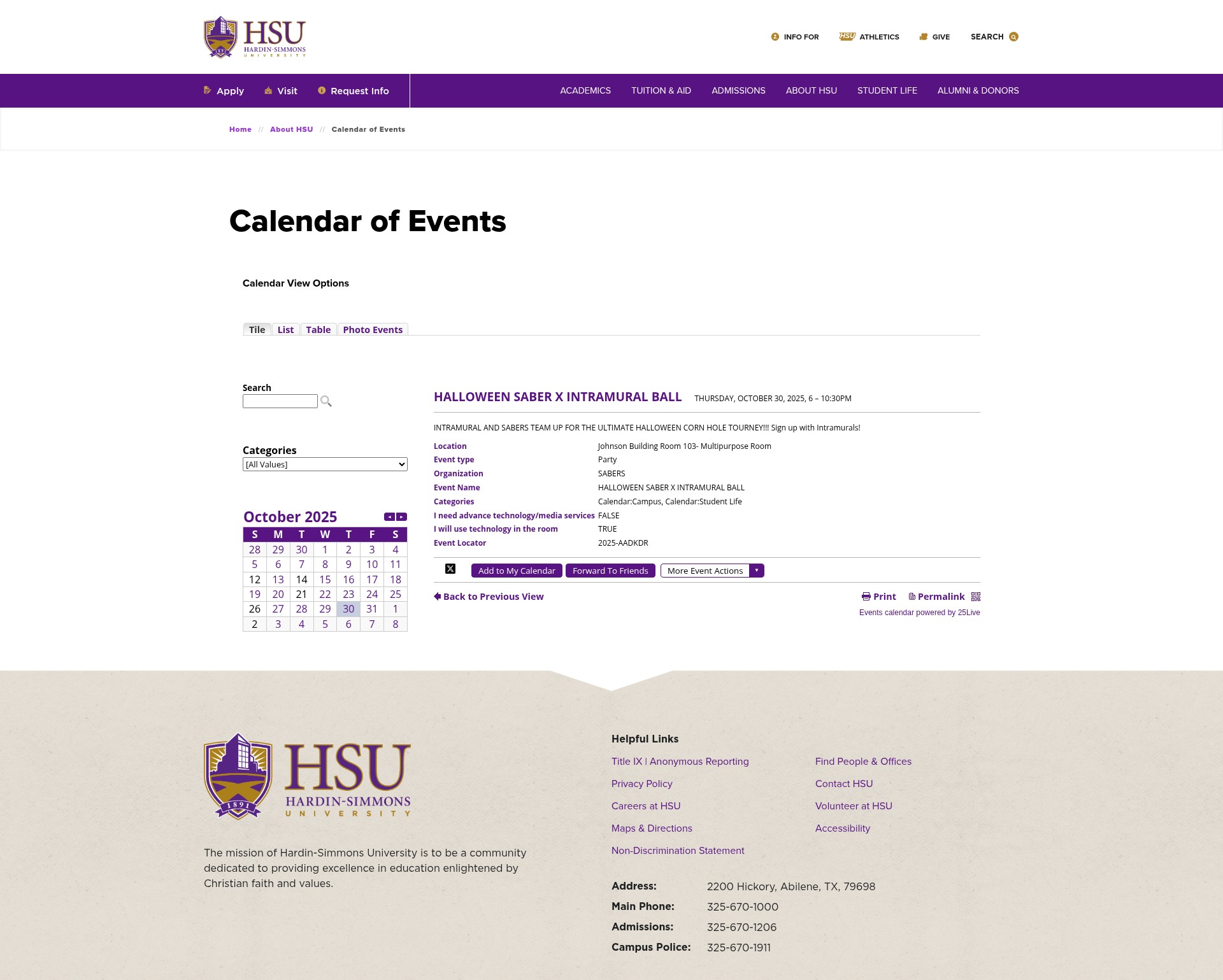 Screenshot of hsutx.edu