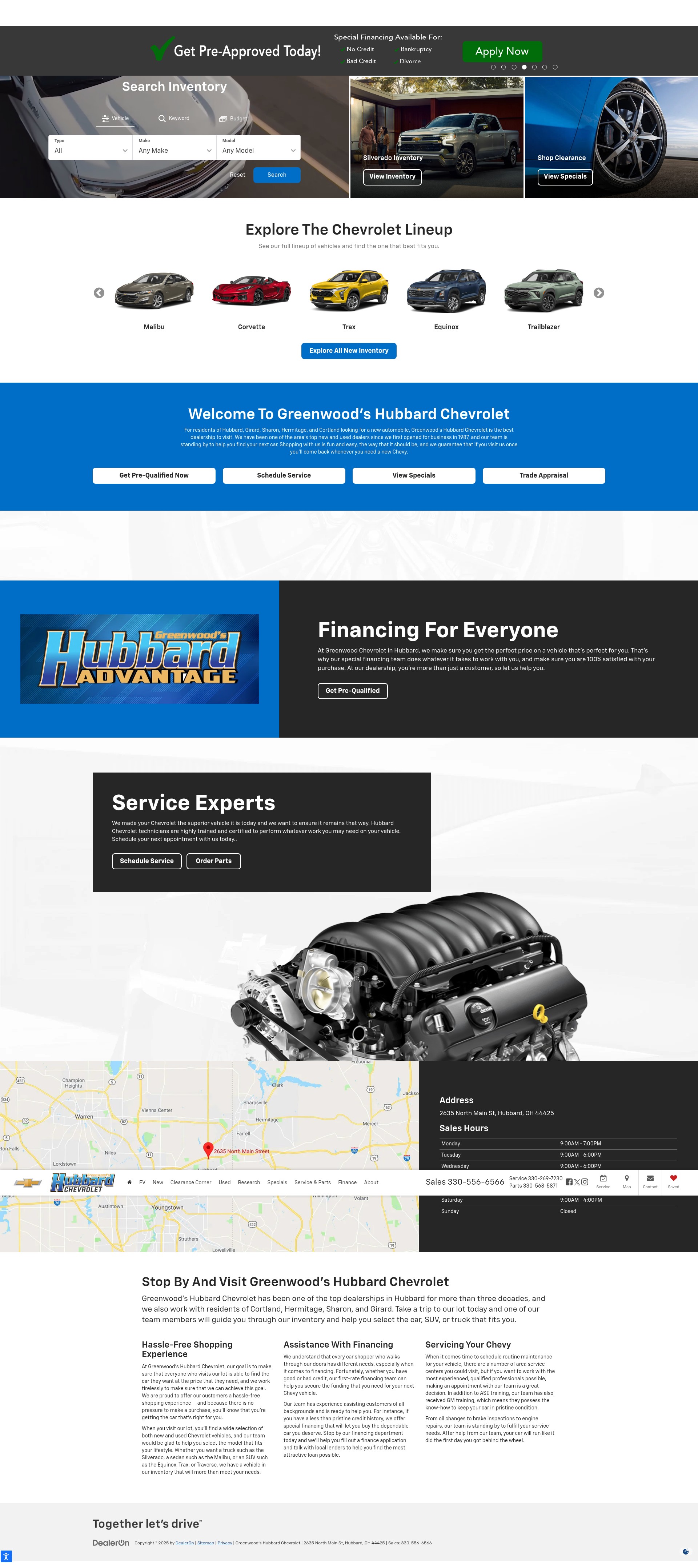Screenshot of hubbardchevy.com