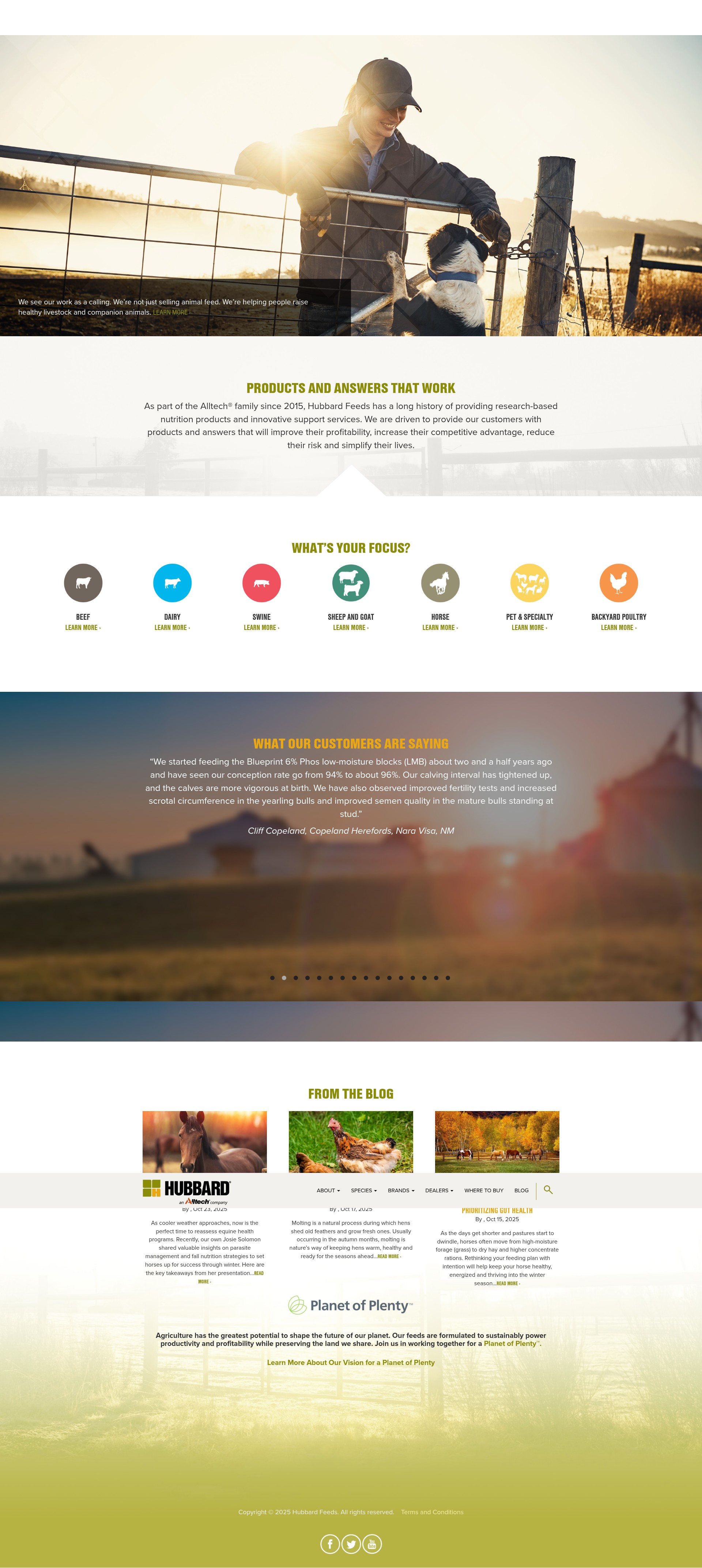 Screenshot of hubbardfeeds.com
