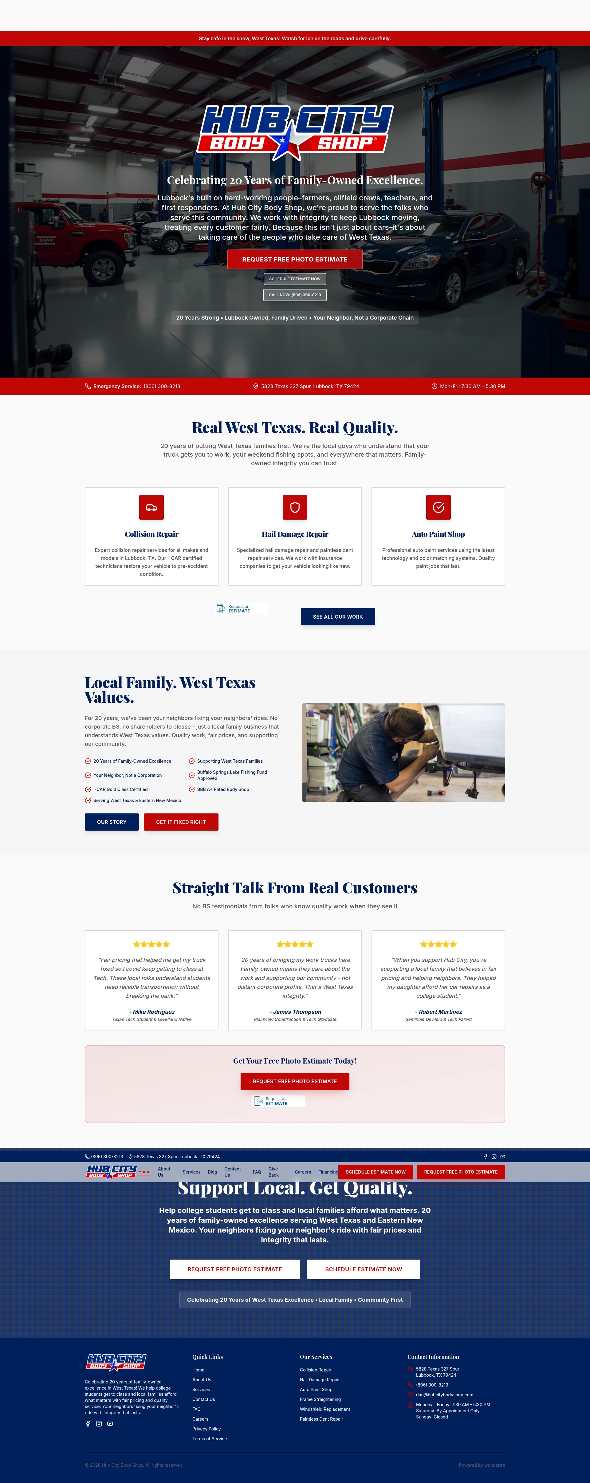 Screenshot of hubcitybodyshop.com