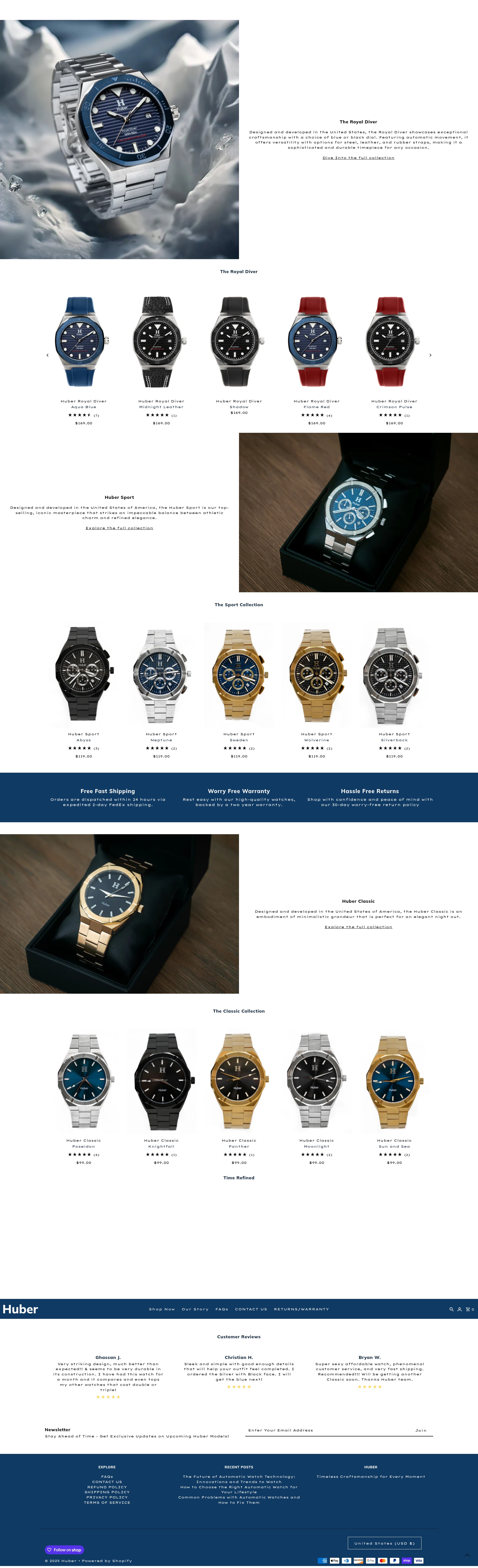 Screenshot of huberwatches.com