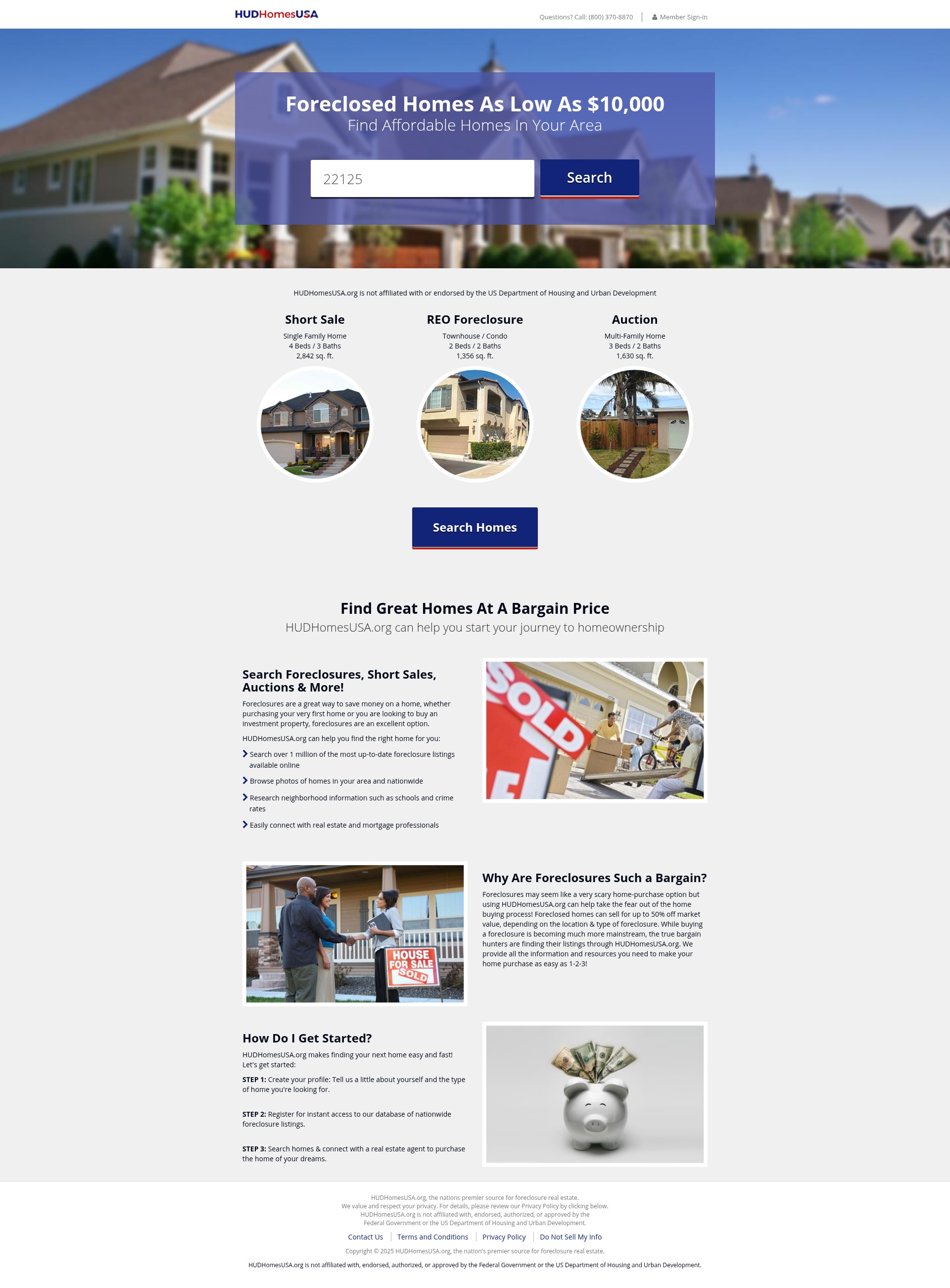 Screenshot of hudhomesusa.org