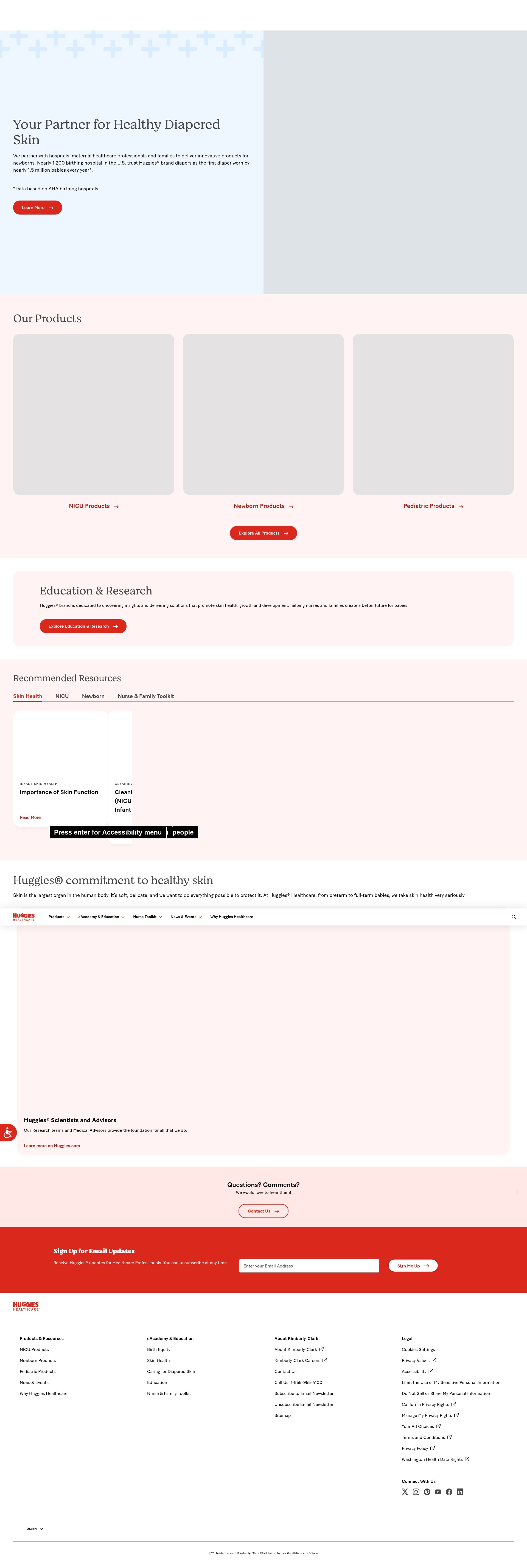 Screenshot of huggieshealthcare.com