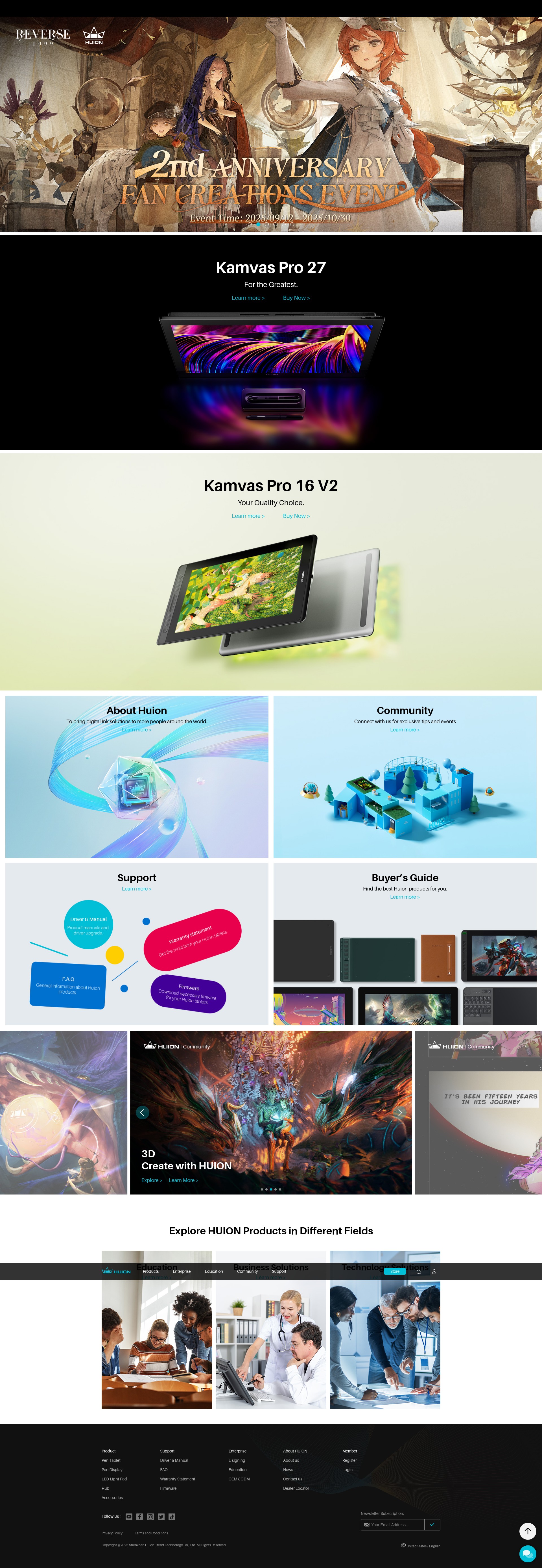 Screenshot of huion.com