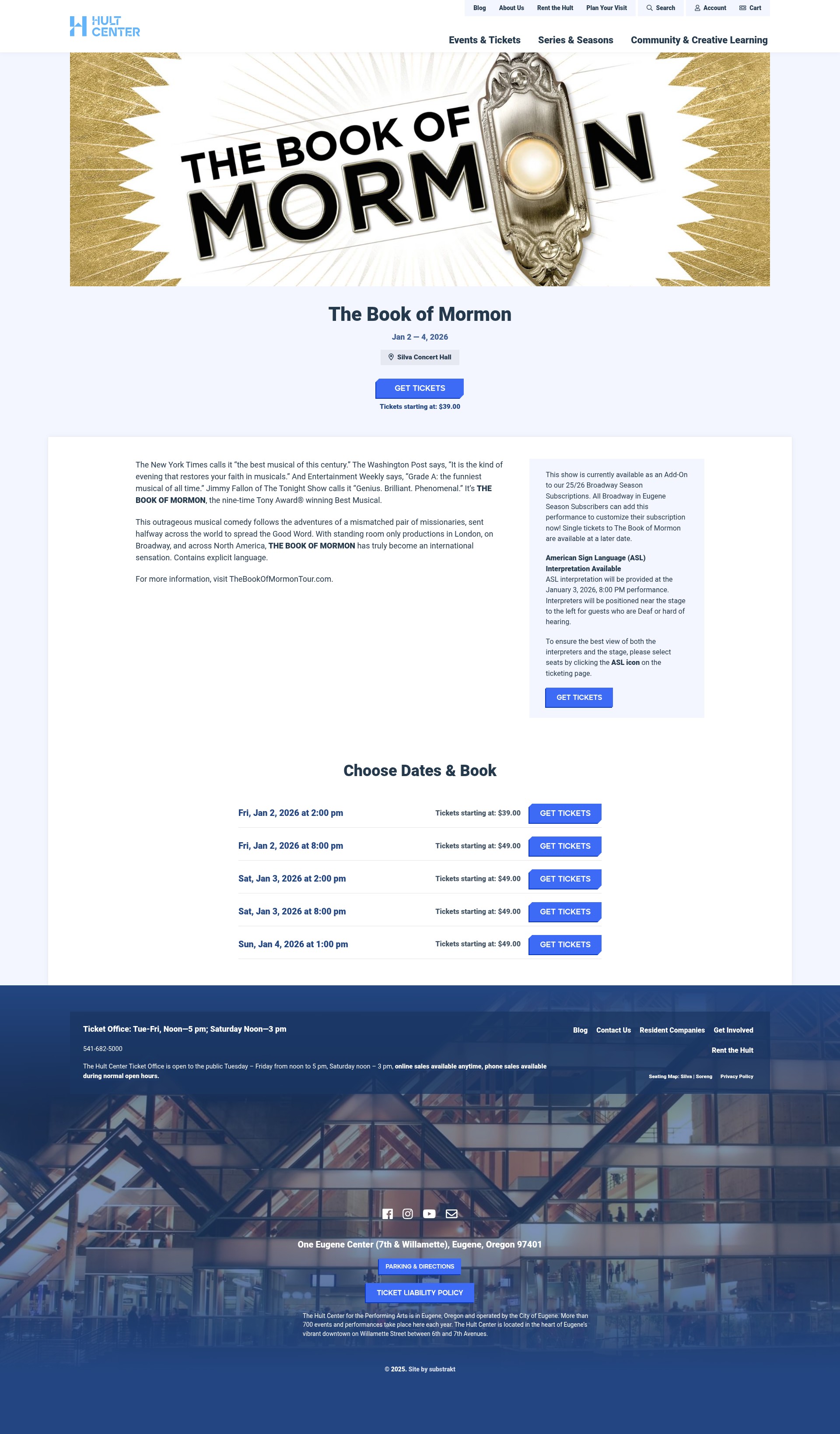 Screenshot of hultcenter.org