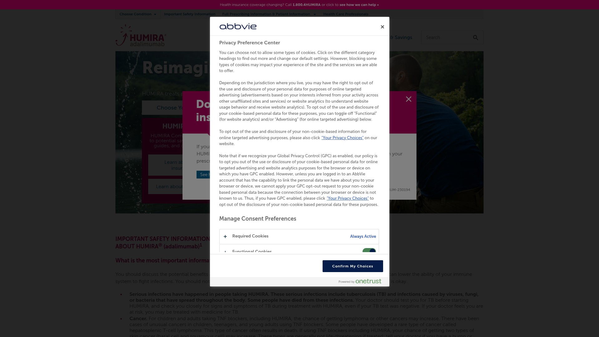 Screenshot of humira.com