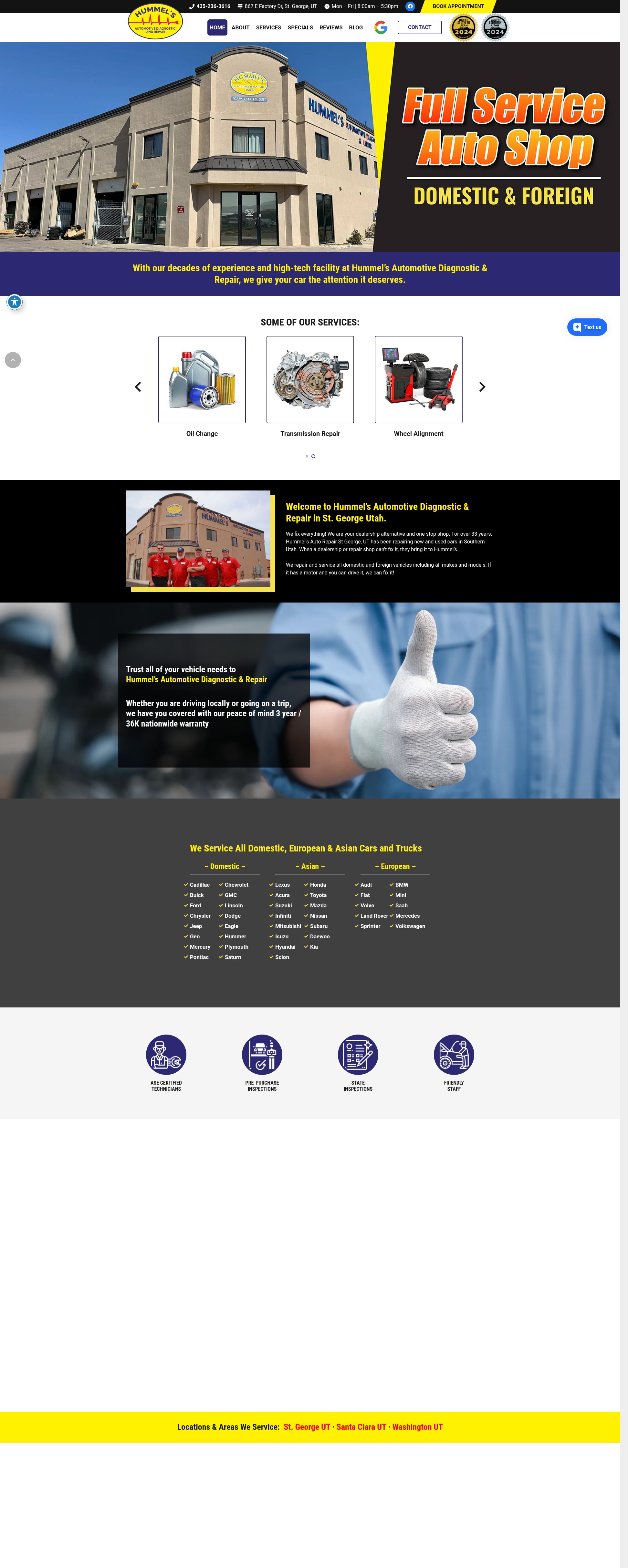 Screenshot of hummelsautorepair.com
