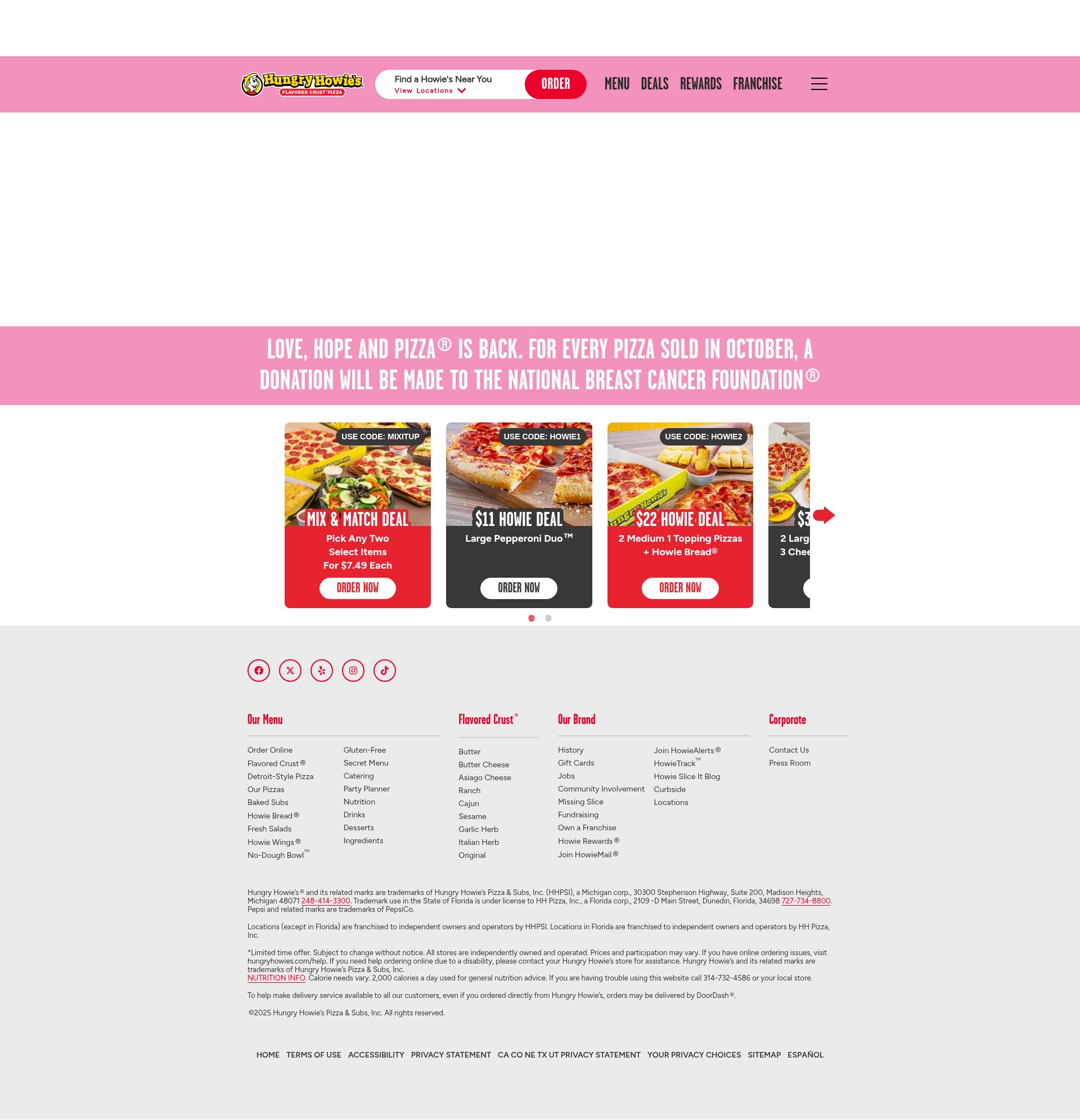 Screenshot of hungryhowies.com