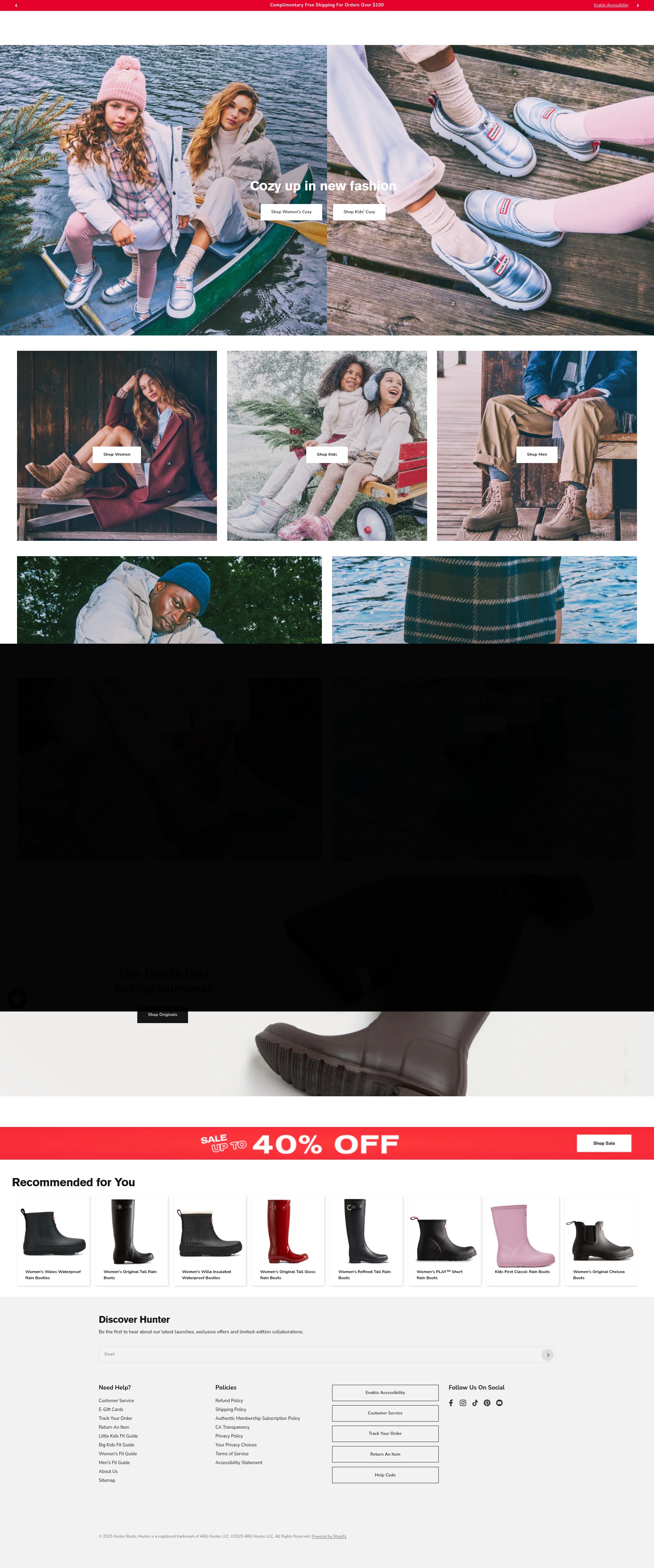 Screenshot of hunterboots.ca