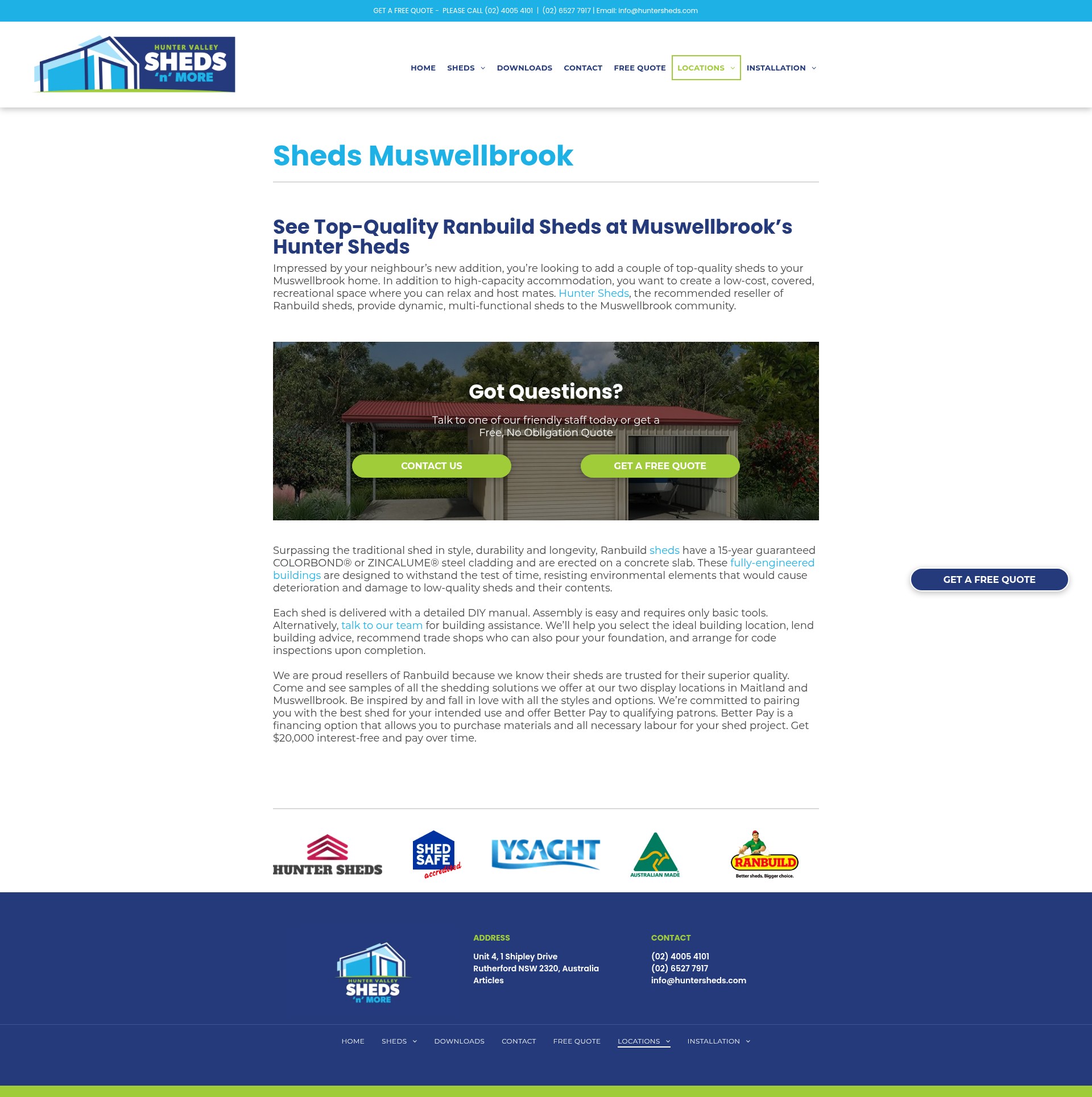 Screenshot of huntersheds.info