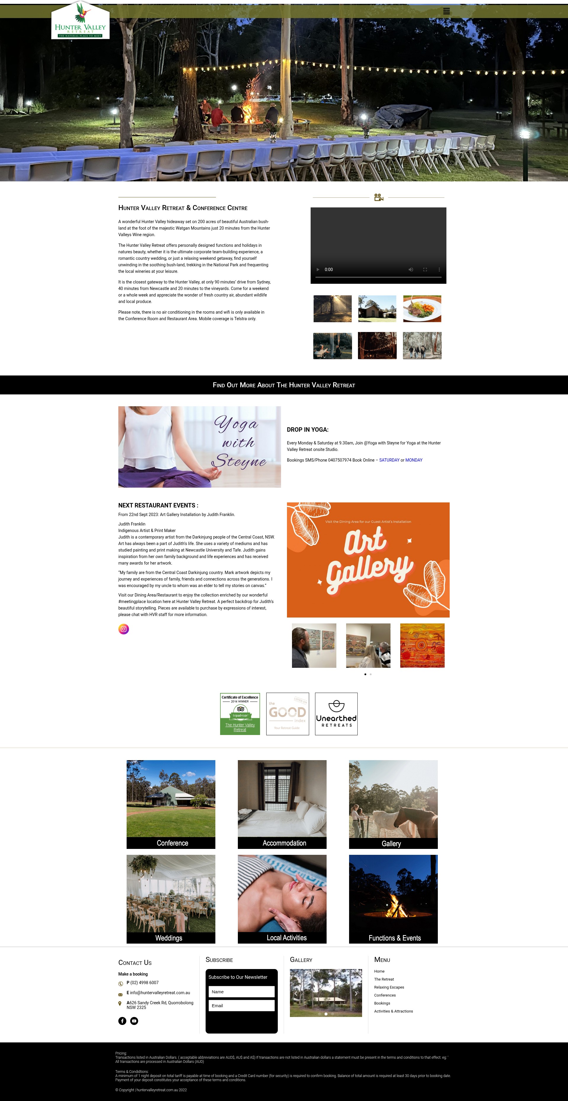 Screenshot of huntervalleyretreat.com.au