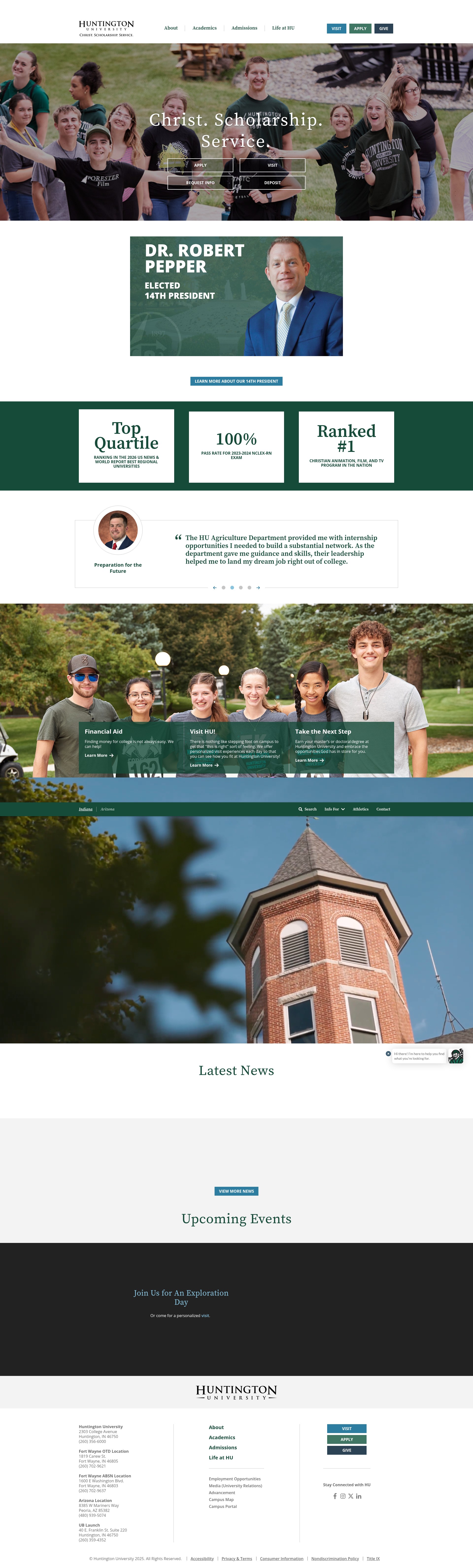 Screenshot of huntington.edu