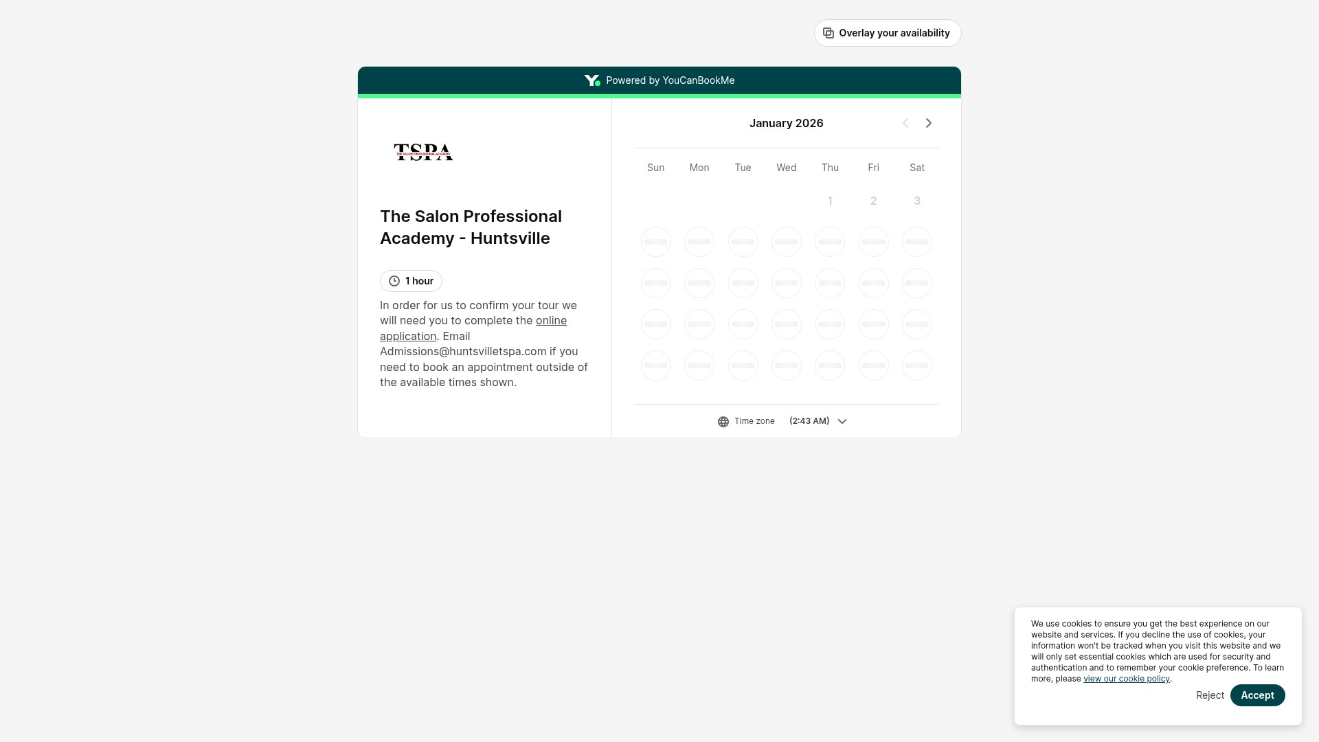 Screenshot of huntsvilletspa.com