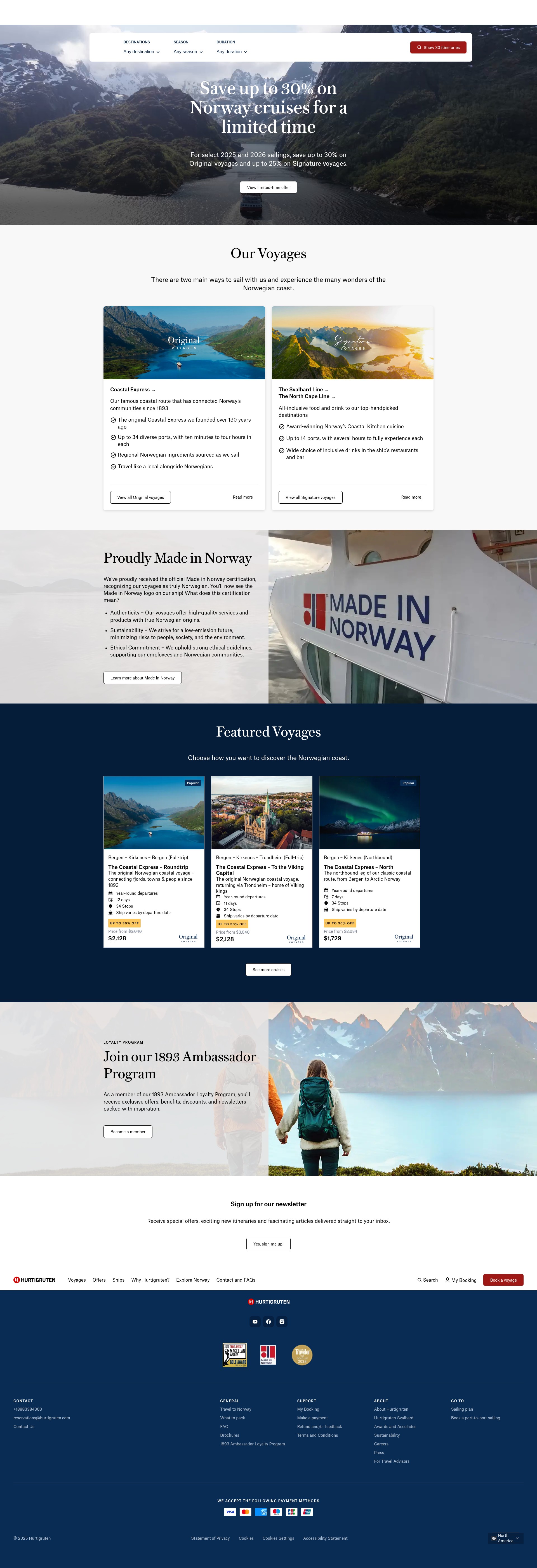 Screenshot of hurtigruten.com