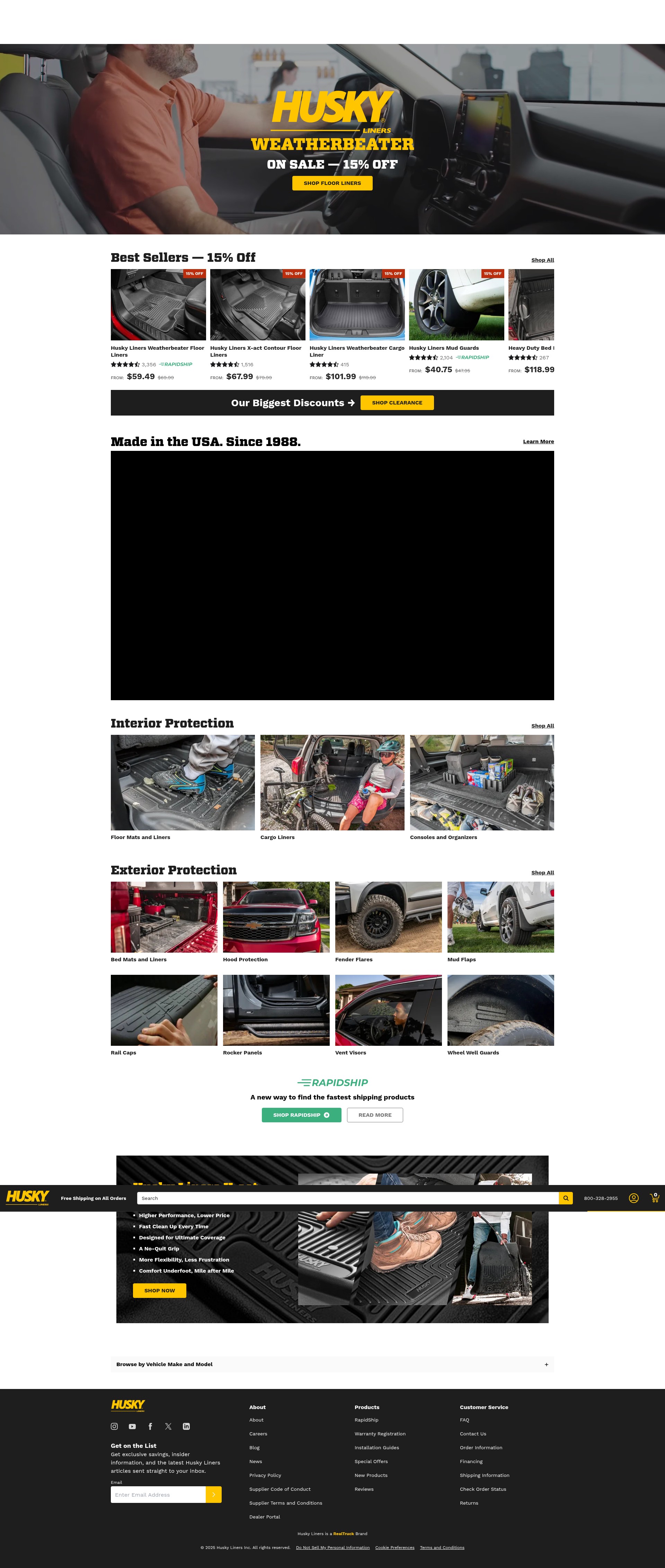 Screenshot of huskyliners.com