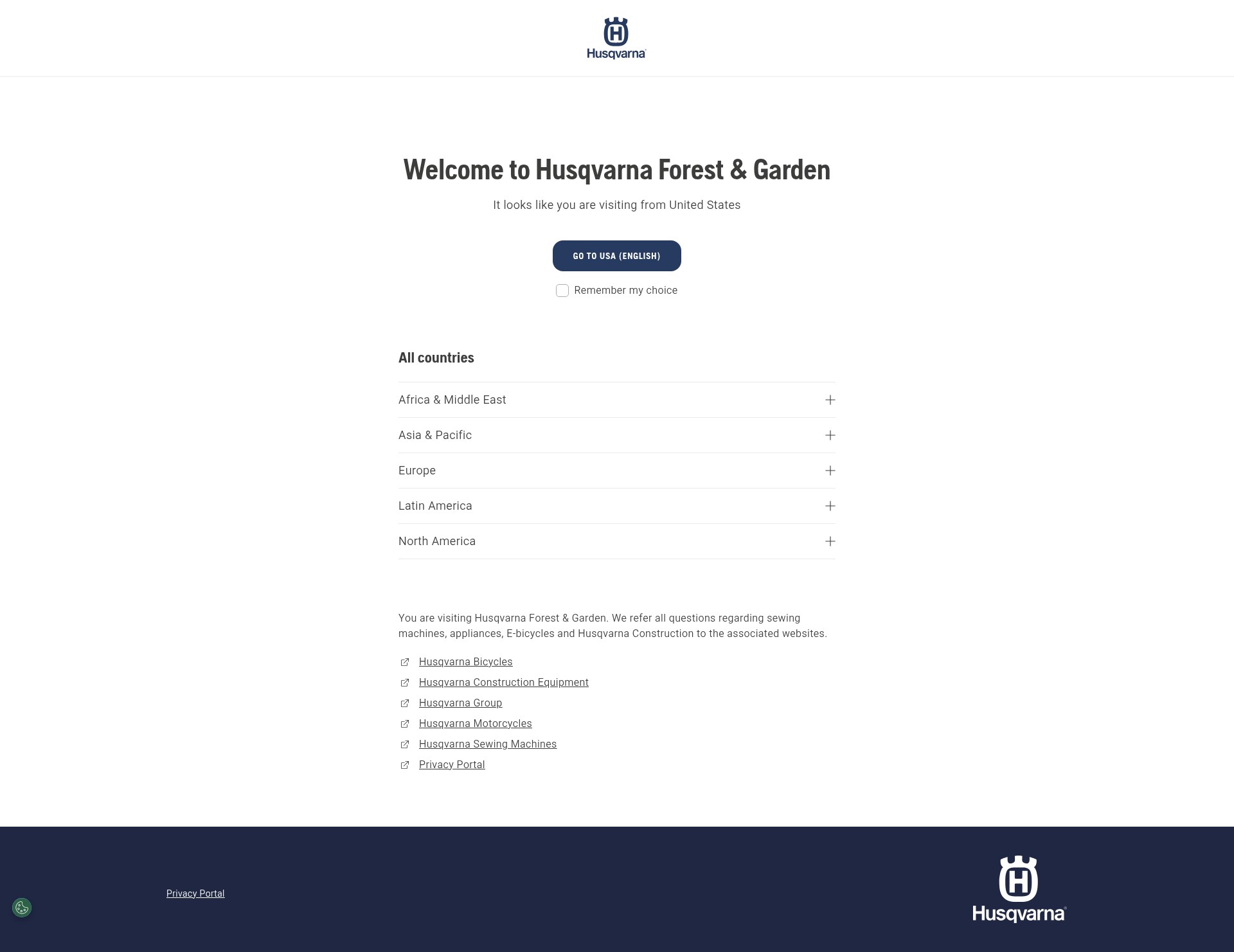Screenshot of husqvarna.com
