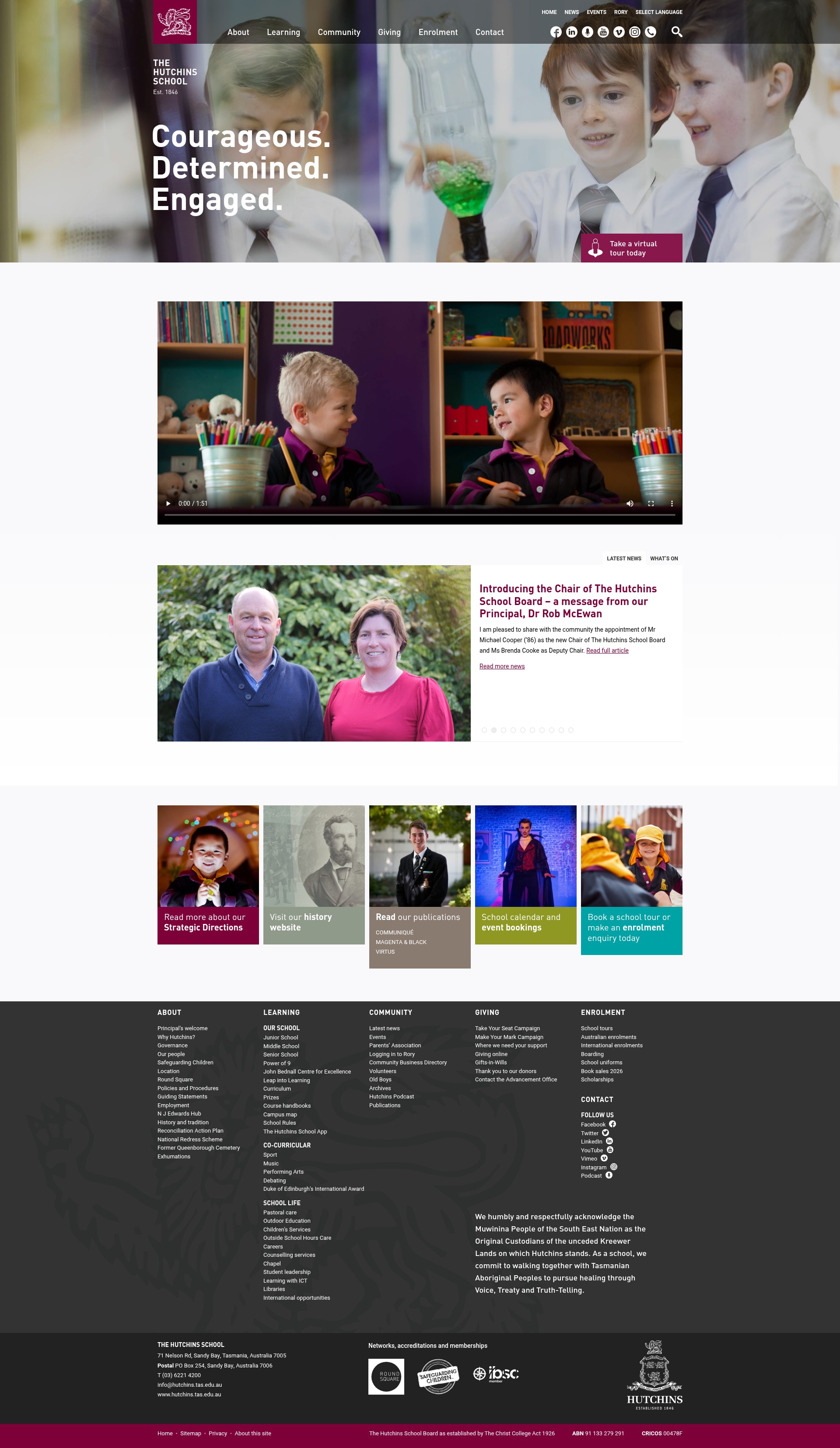 Screenshot of hutchins.tas.edu.au