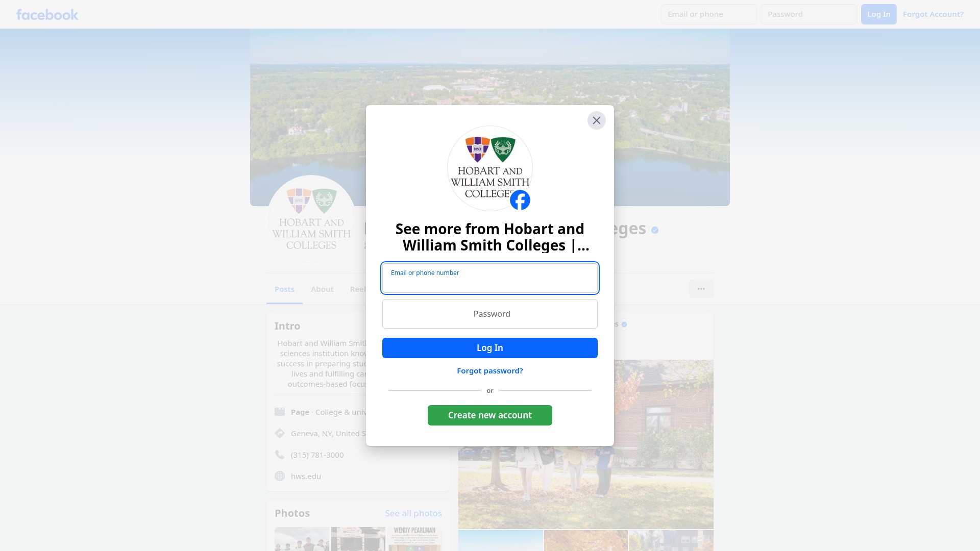 Screenshot of hws.edu