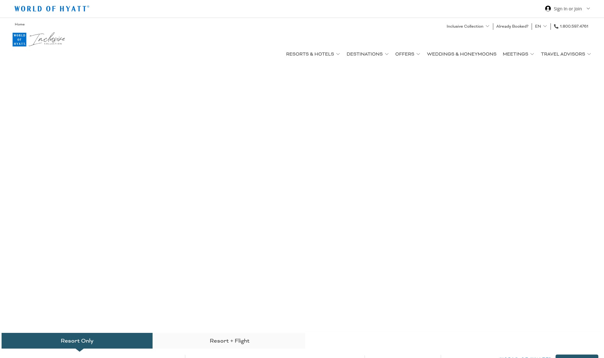 Screenshot of hyattinclusivecollection.com