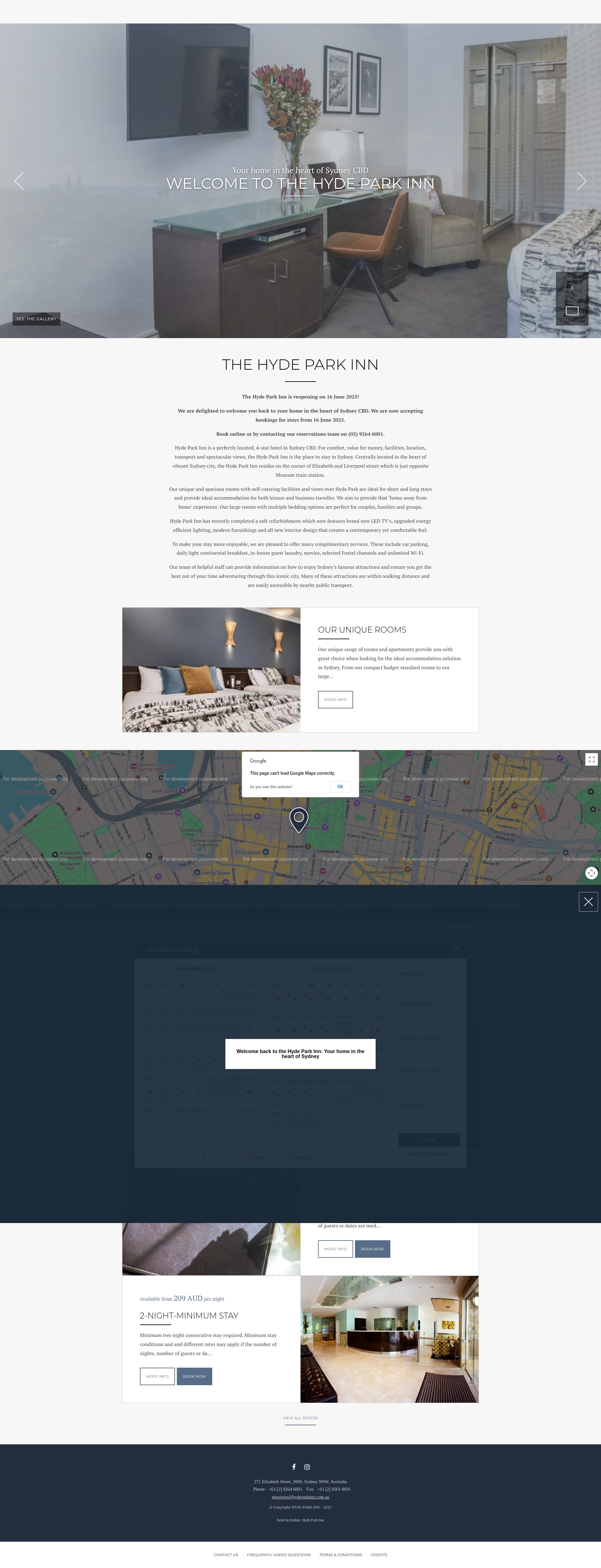 Screenshot of hydeparkinn.com.au