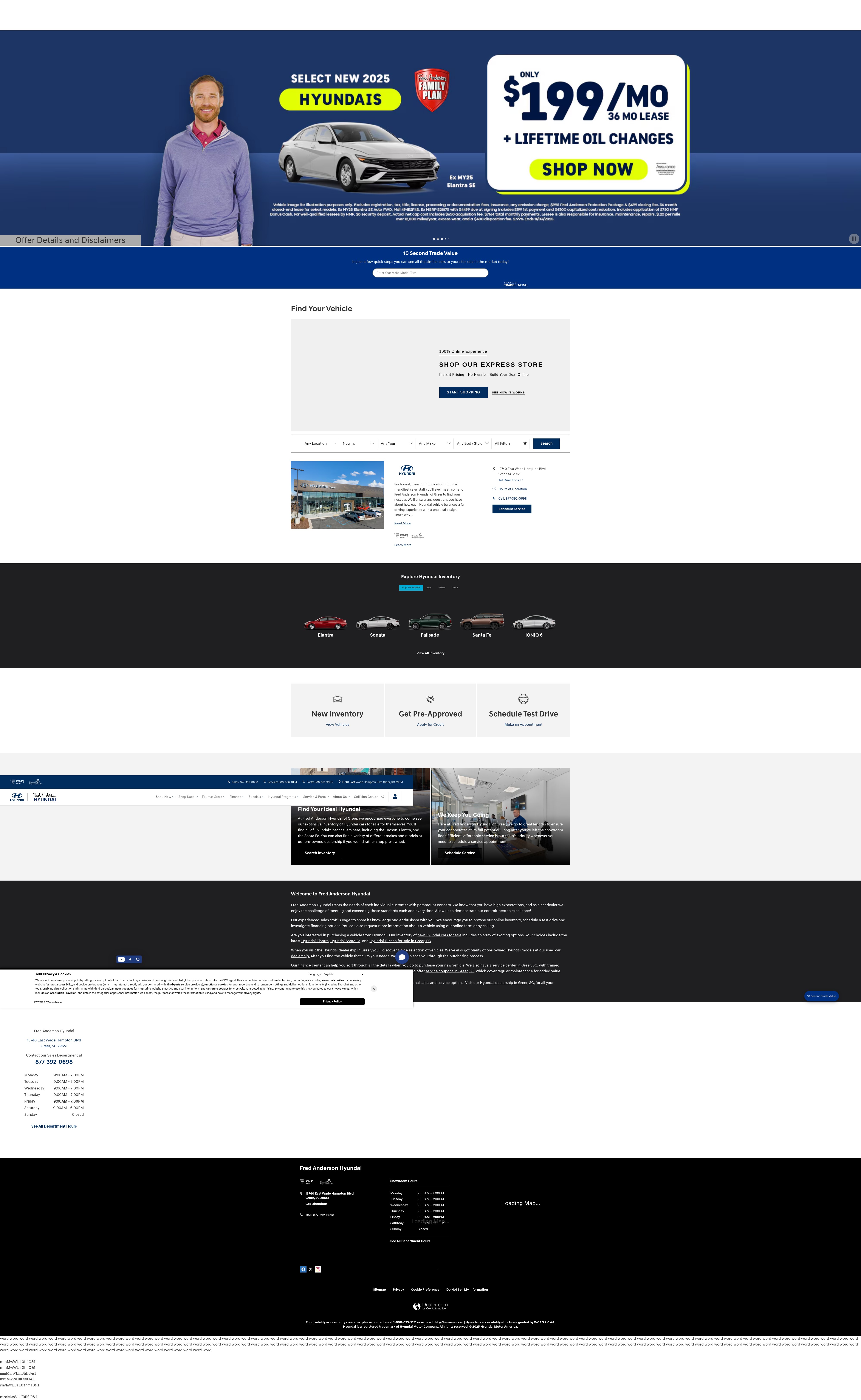Screenshot of hyundaiofgreer.com