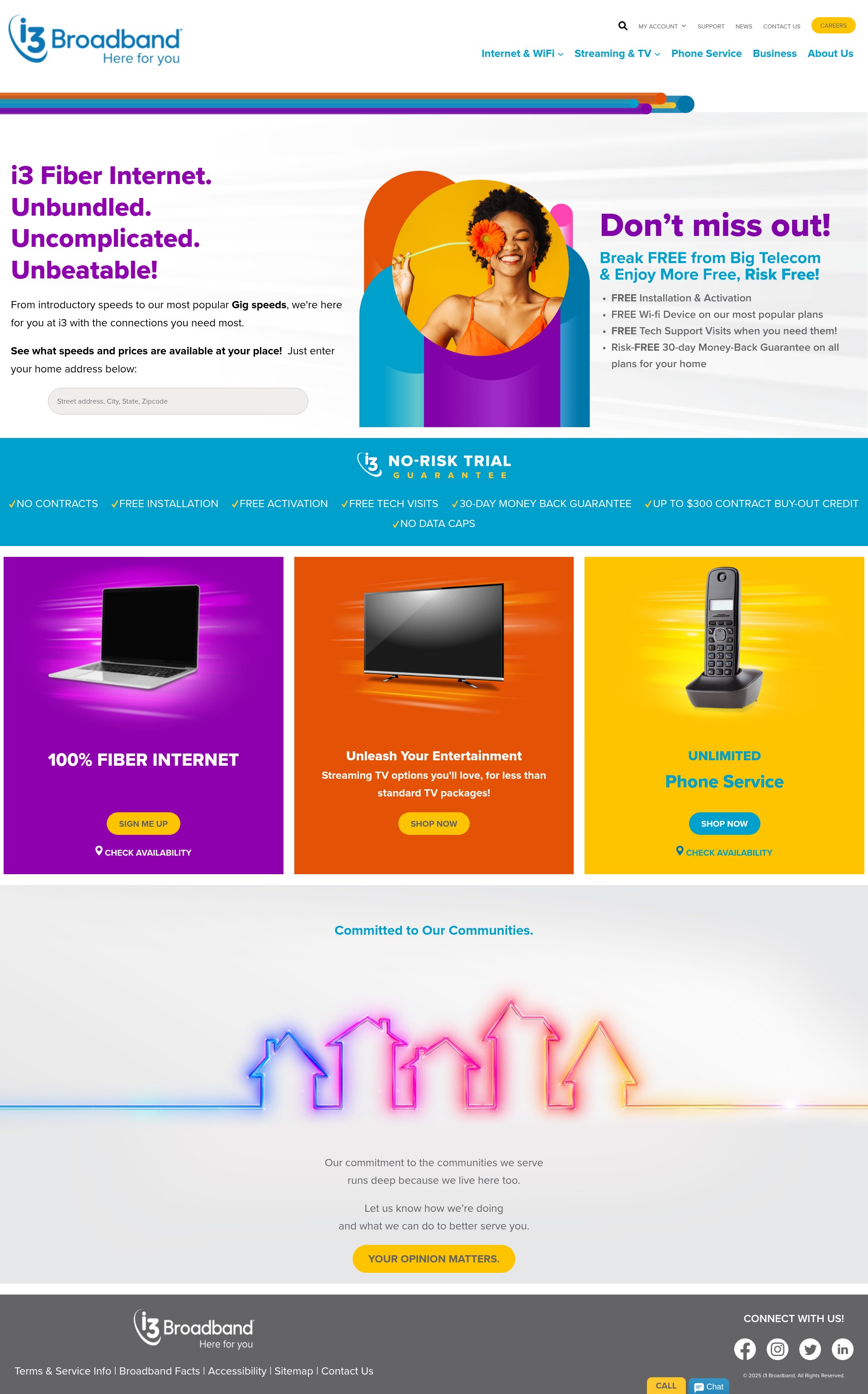 Screenshot of i3broadband.com