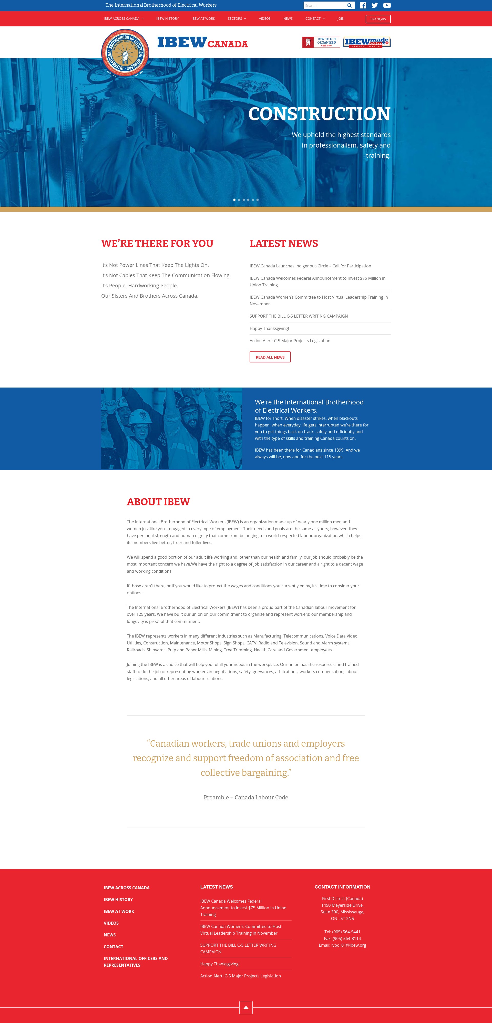 Screenshot of ibewcanada.ca