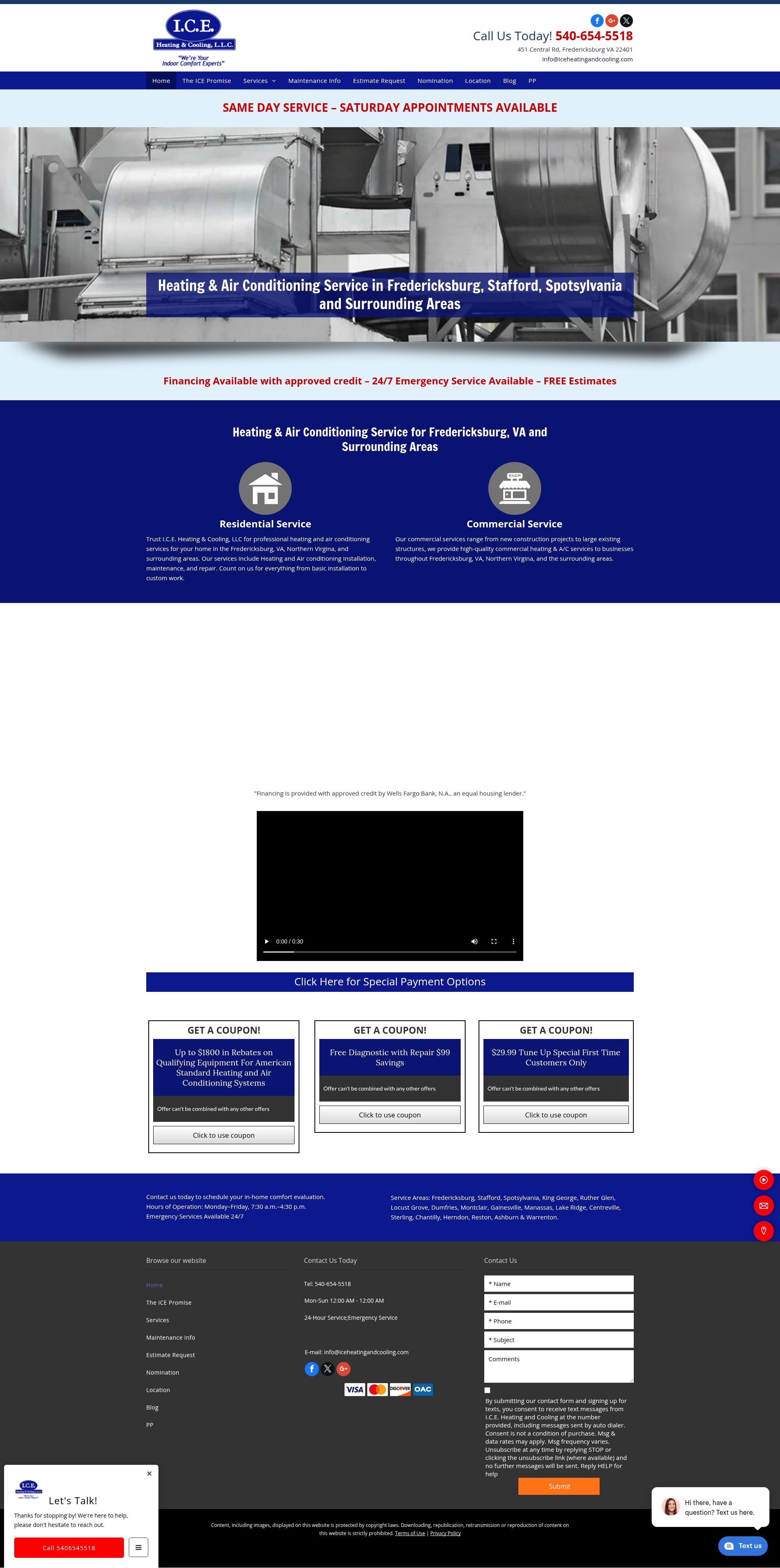 Screenshot of iceheatingandcooling.com