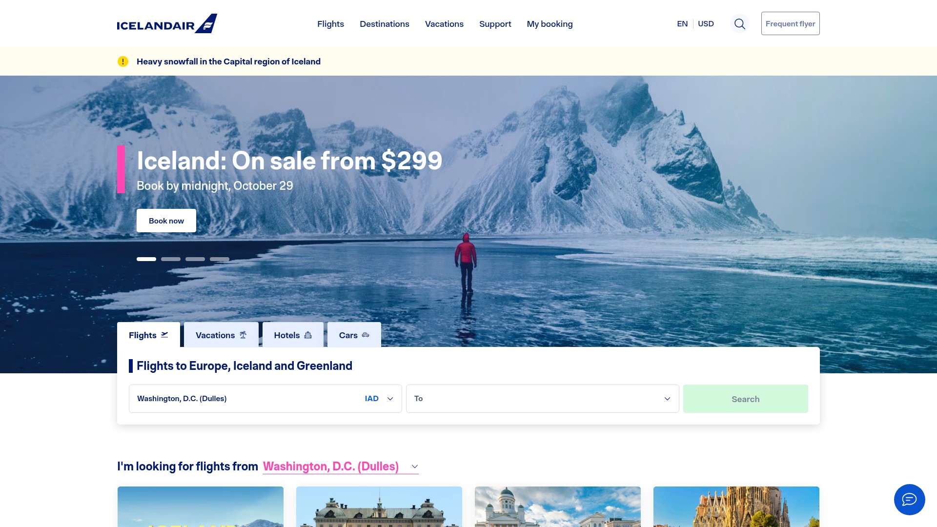 Screenshot of icelandair.com