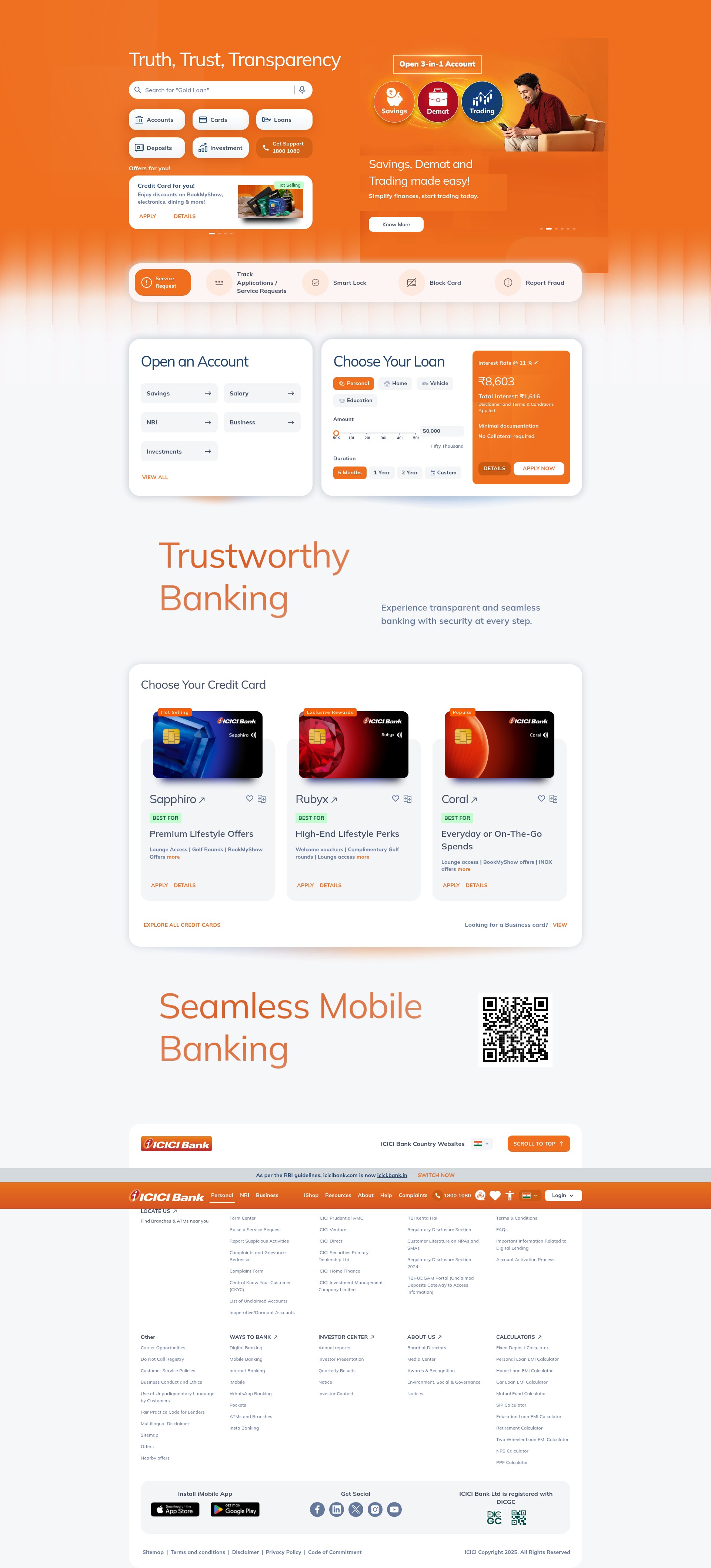 Screenshot of icicibank.com