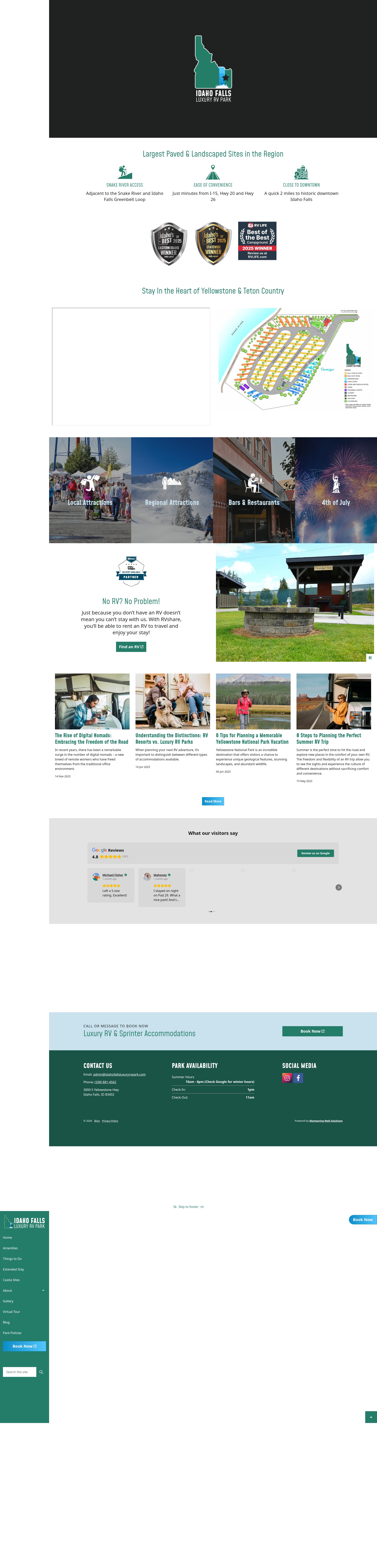 Screenshot of idahofallsluxuryrvpark.com