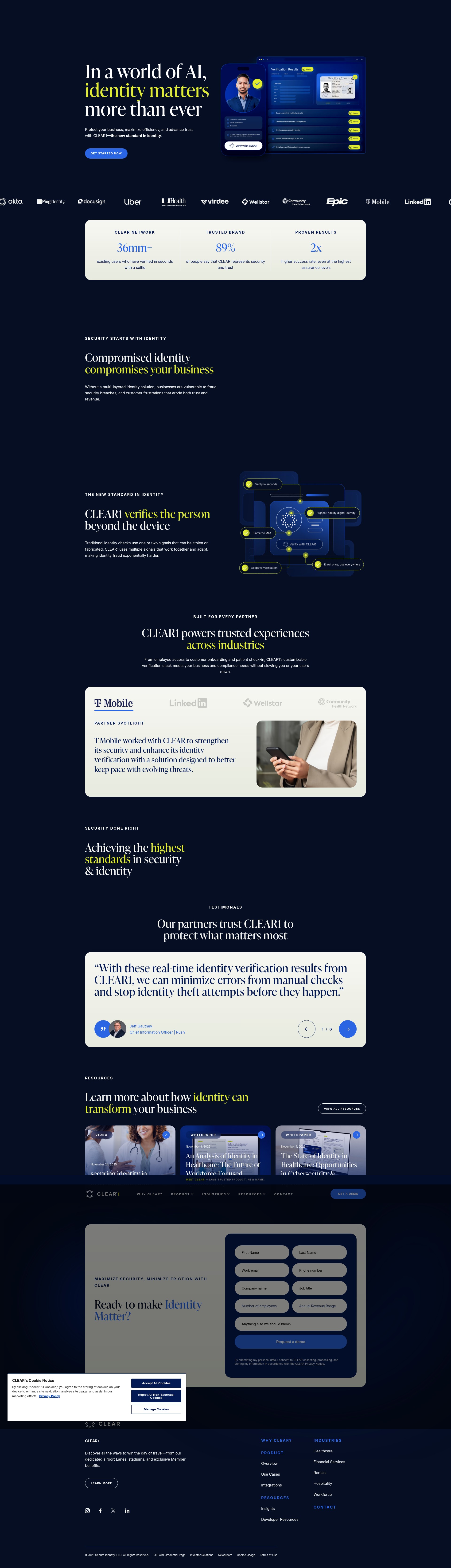 Screenshot of identity.clearme.com