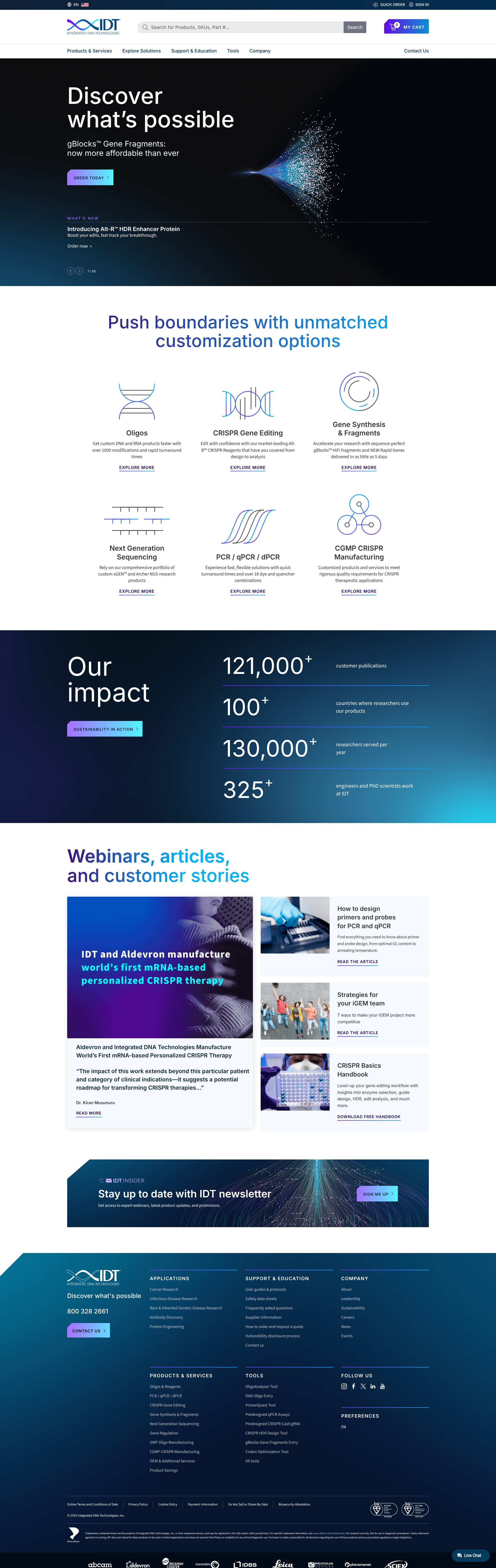 Screenshot of idtdna.com