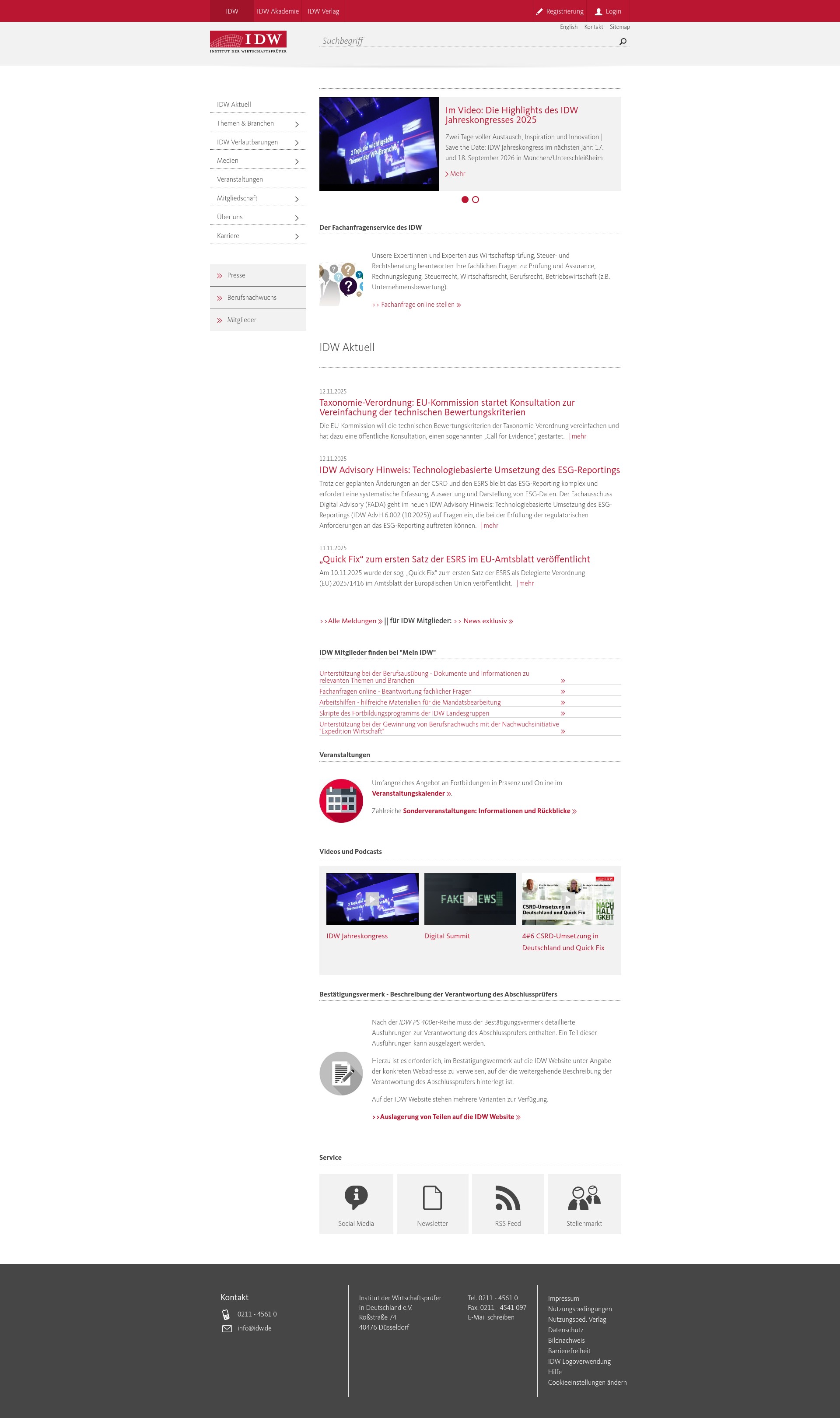 Screenshot of idw.de