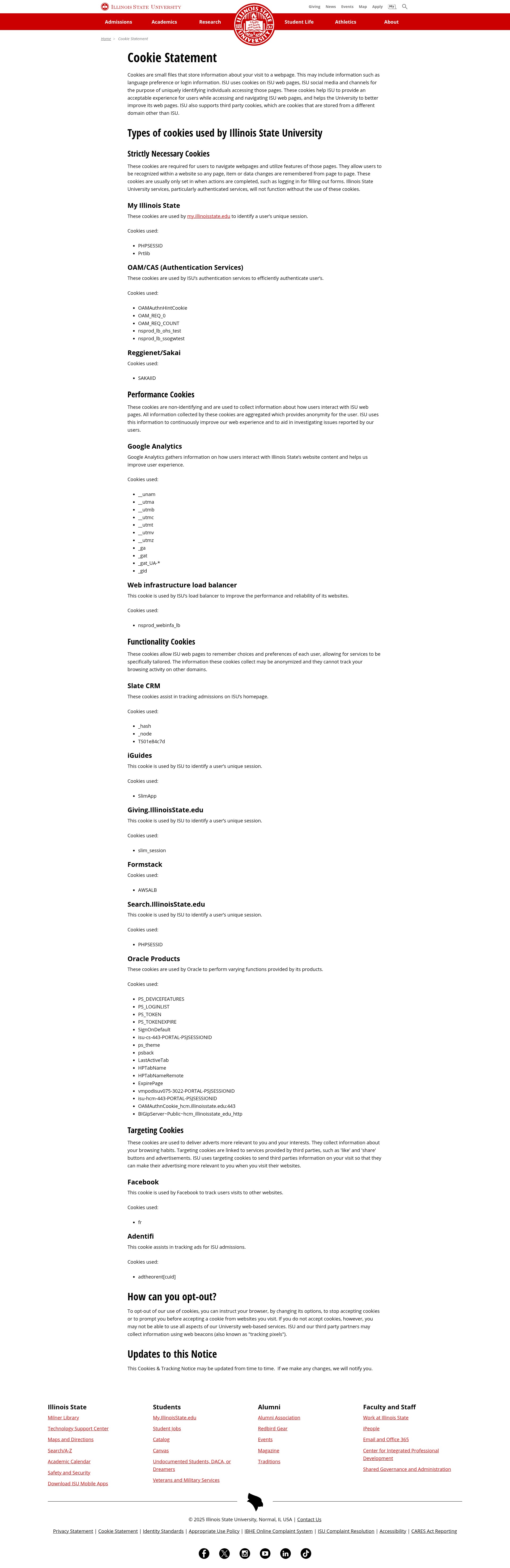 Screenshot of illinoisstate.edu