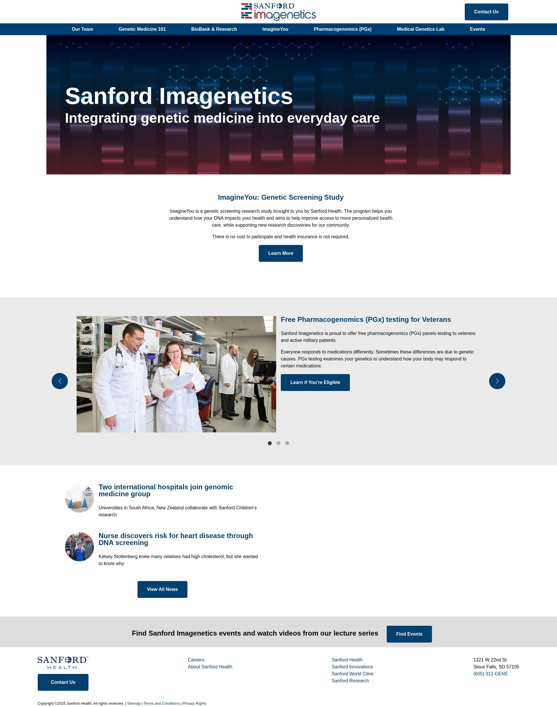 Screenshot of imagenetics.sanfordhealth.org