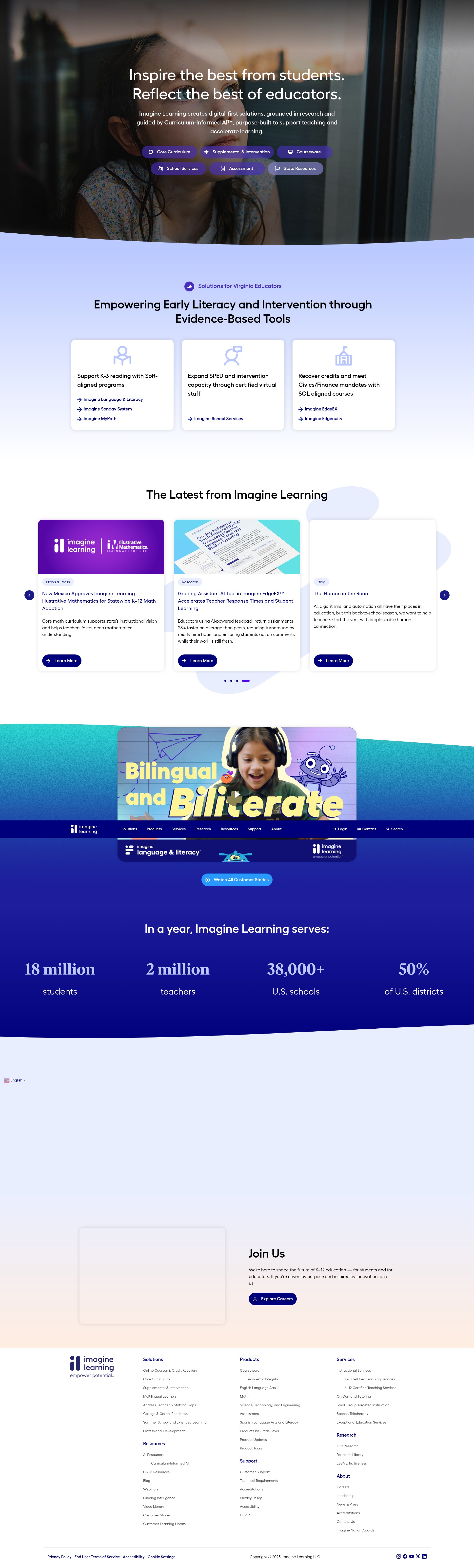 Screenshot of imaginelearning.com