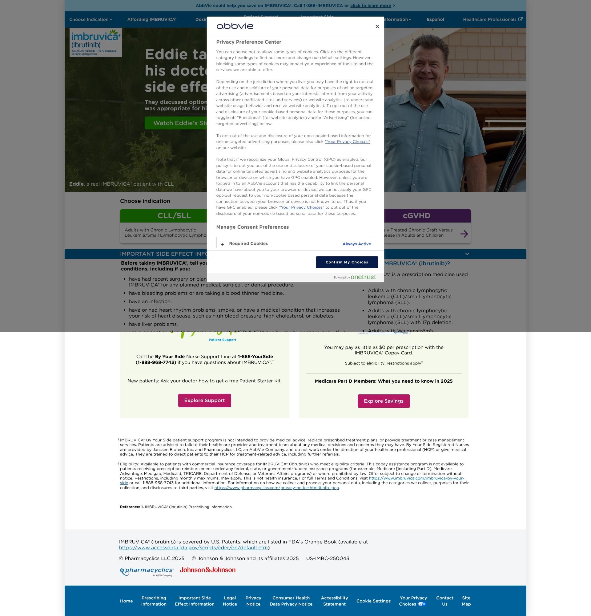 Screenshot of imbruvica.com
