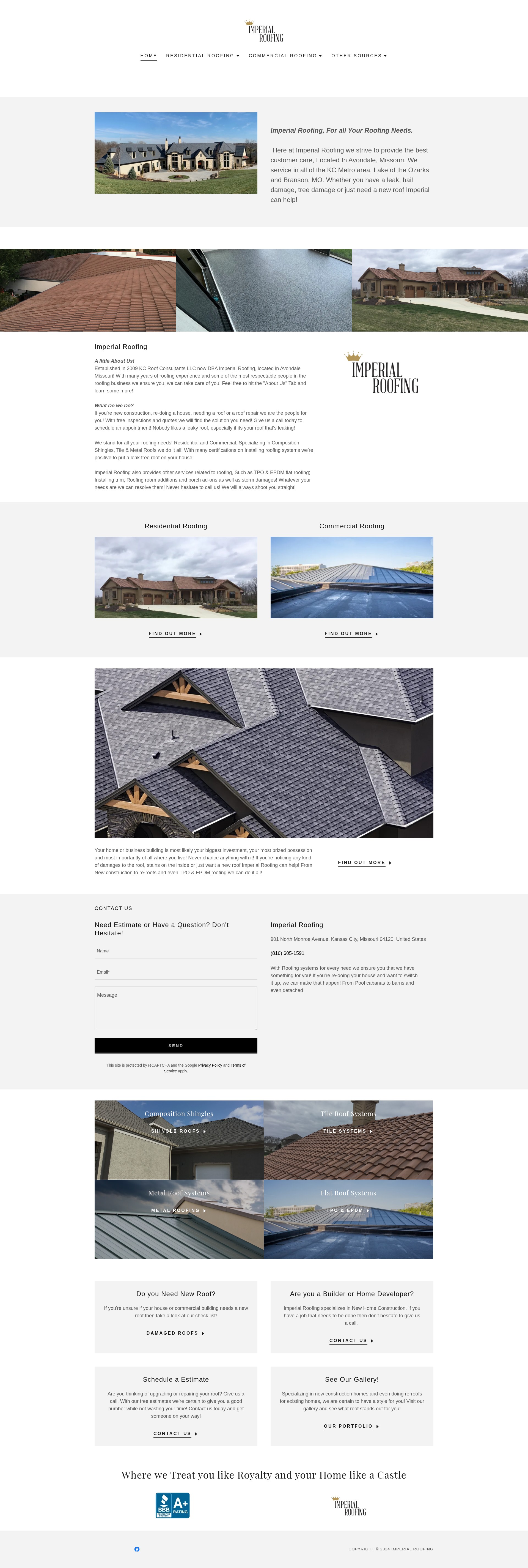 Screenshot of imperialroofingkc.com