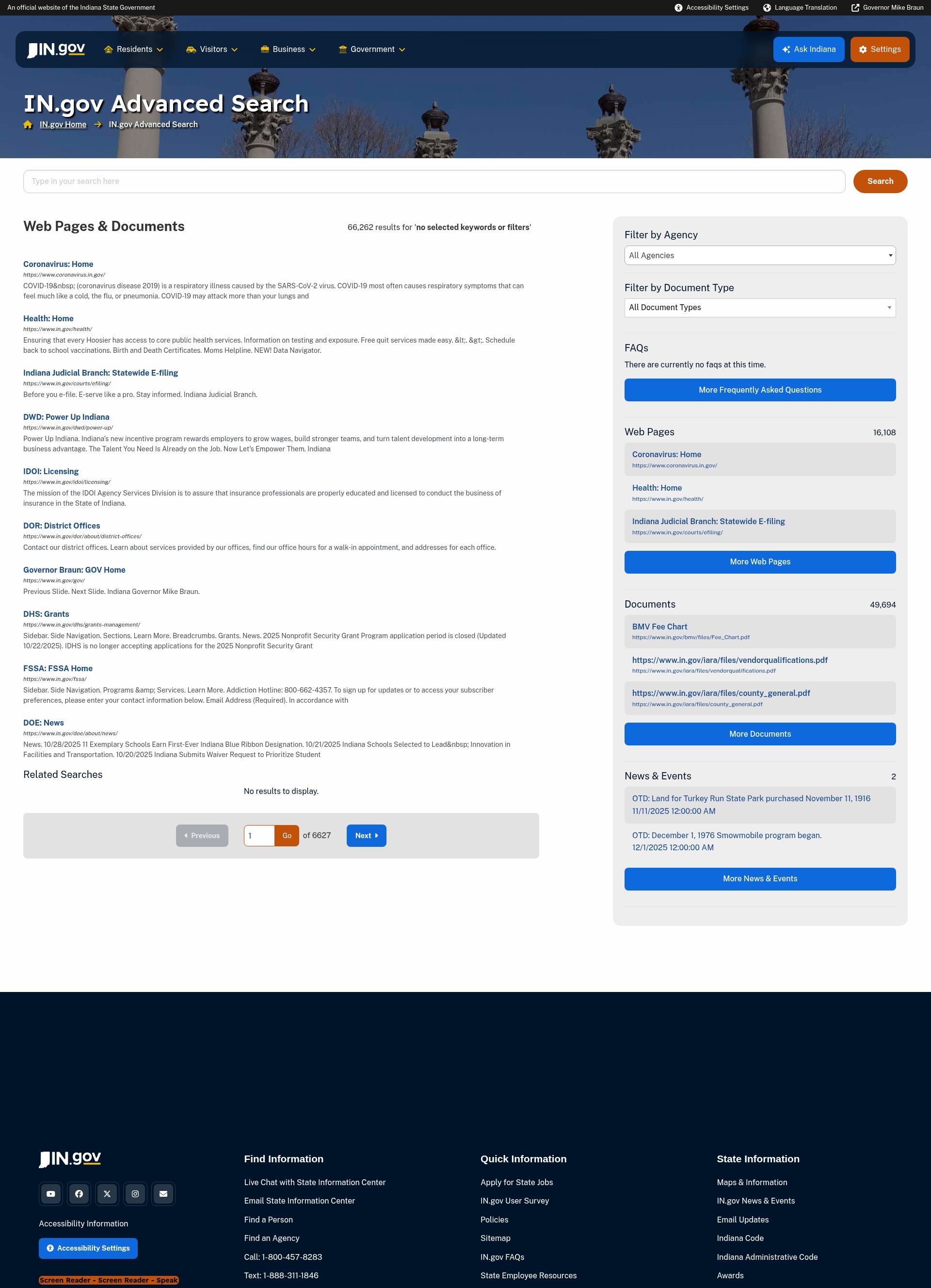 Screenshot of in.gov