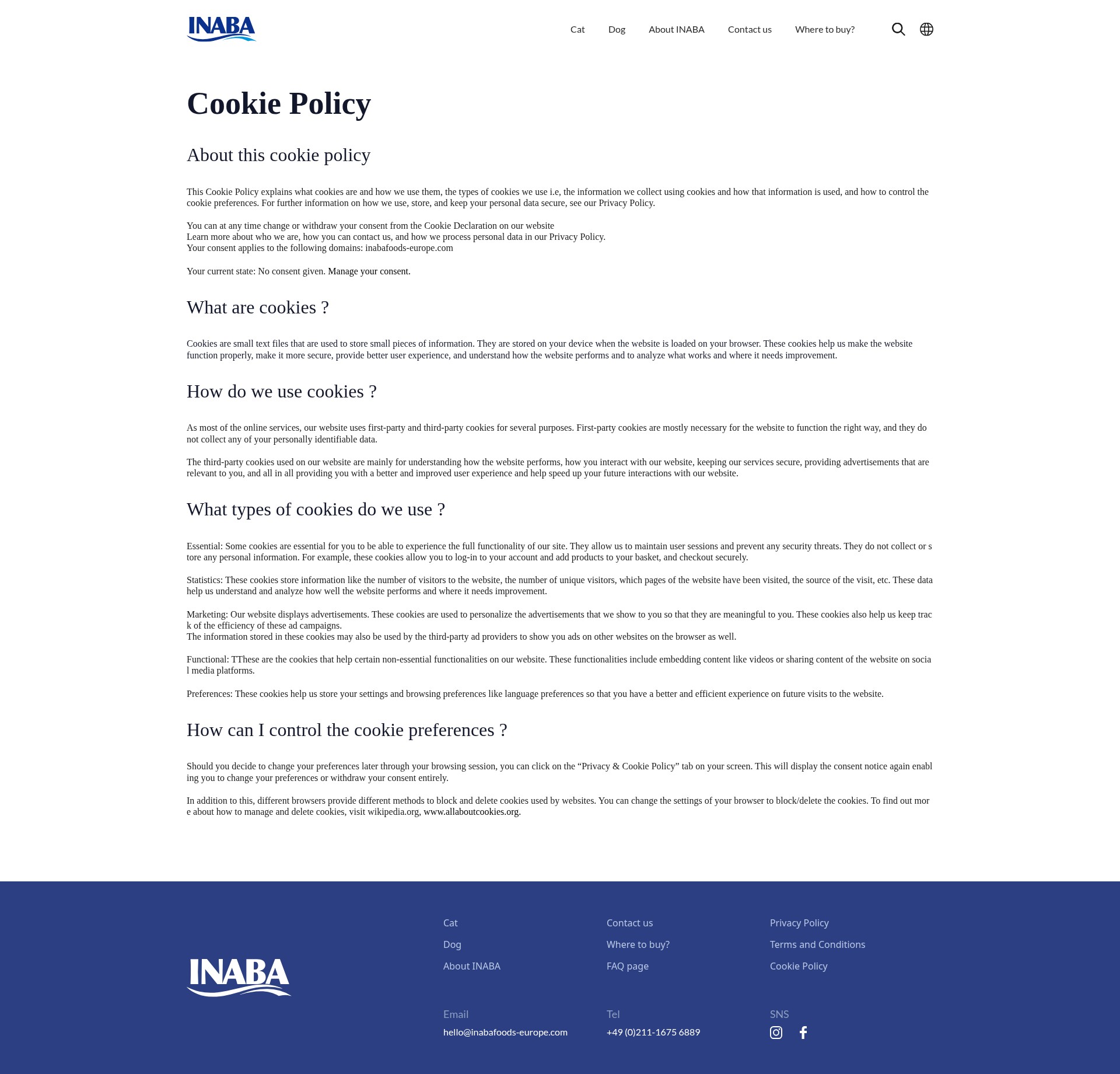 Screenshot of inabafoods-europe.com