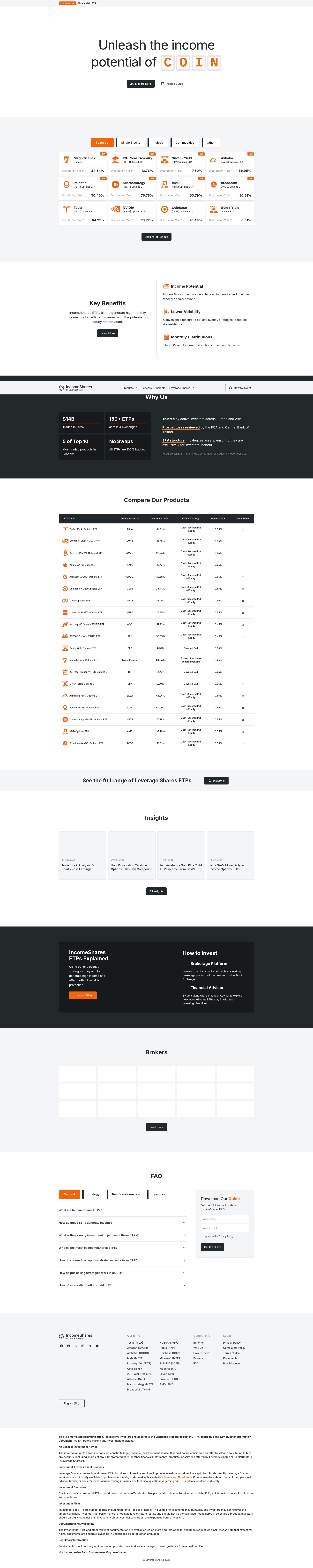 Screenshot of incomeshares.com