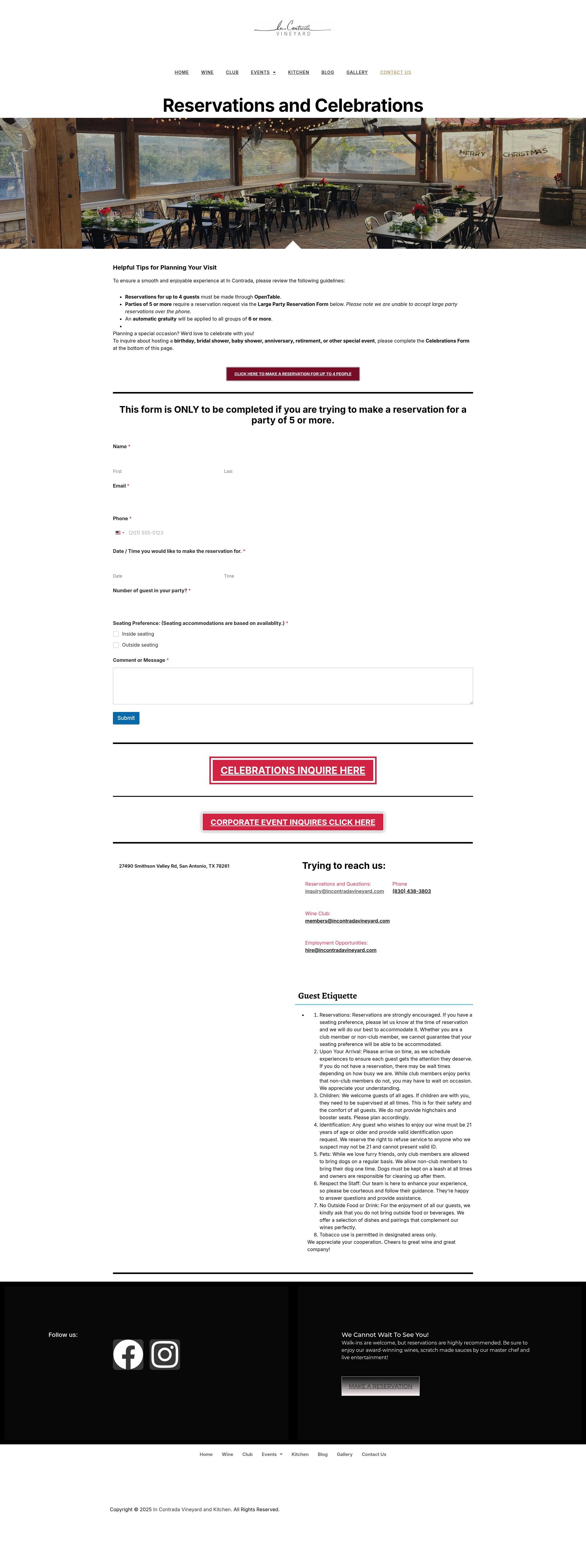 Screenshot of incontradavineyard.com