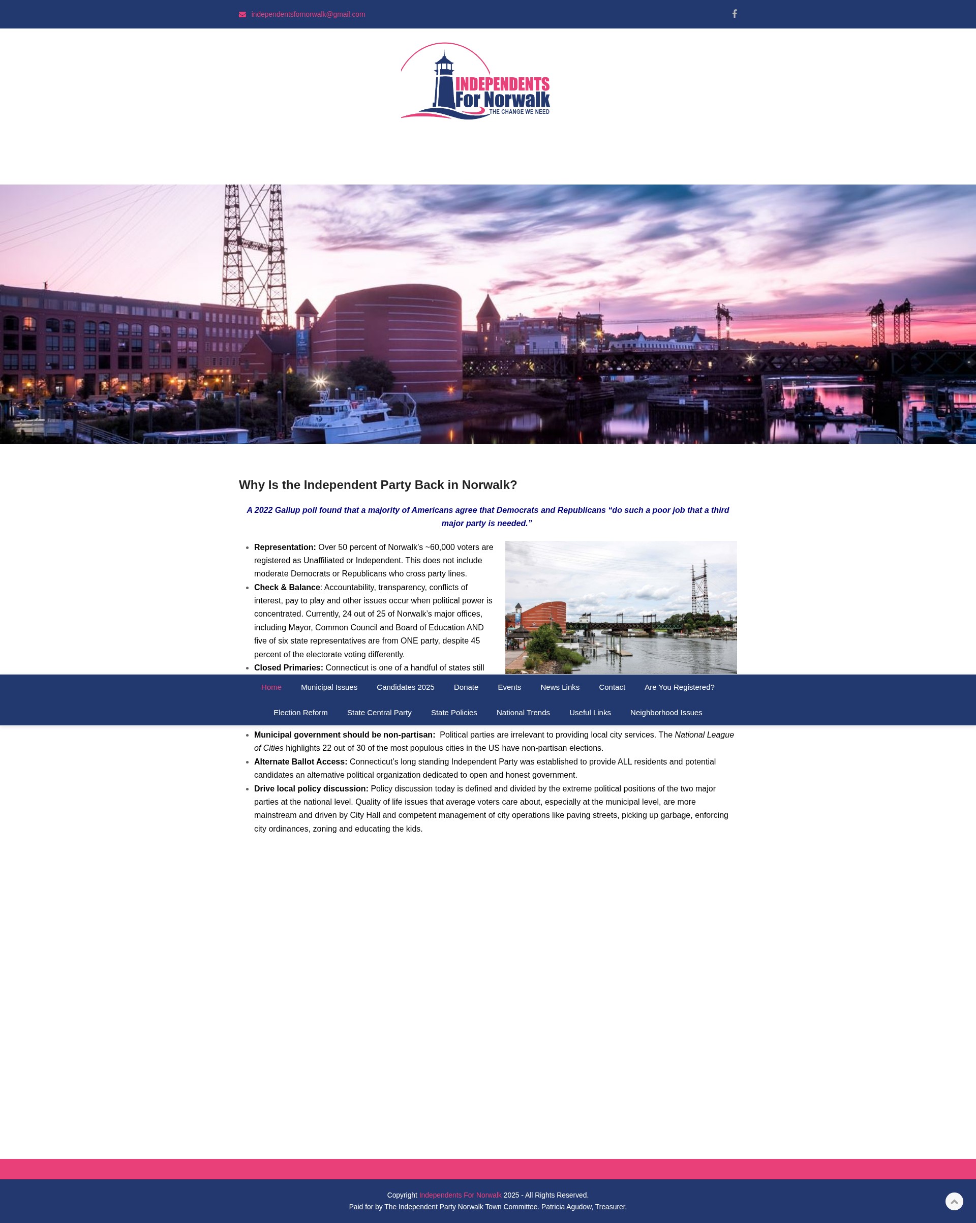 Screenshot of independentsfornorwalk.com