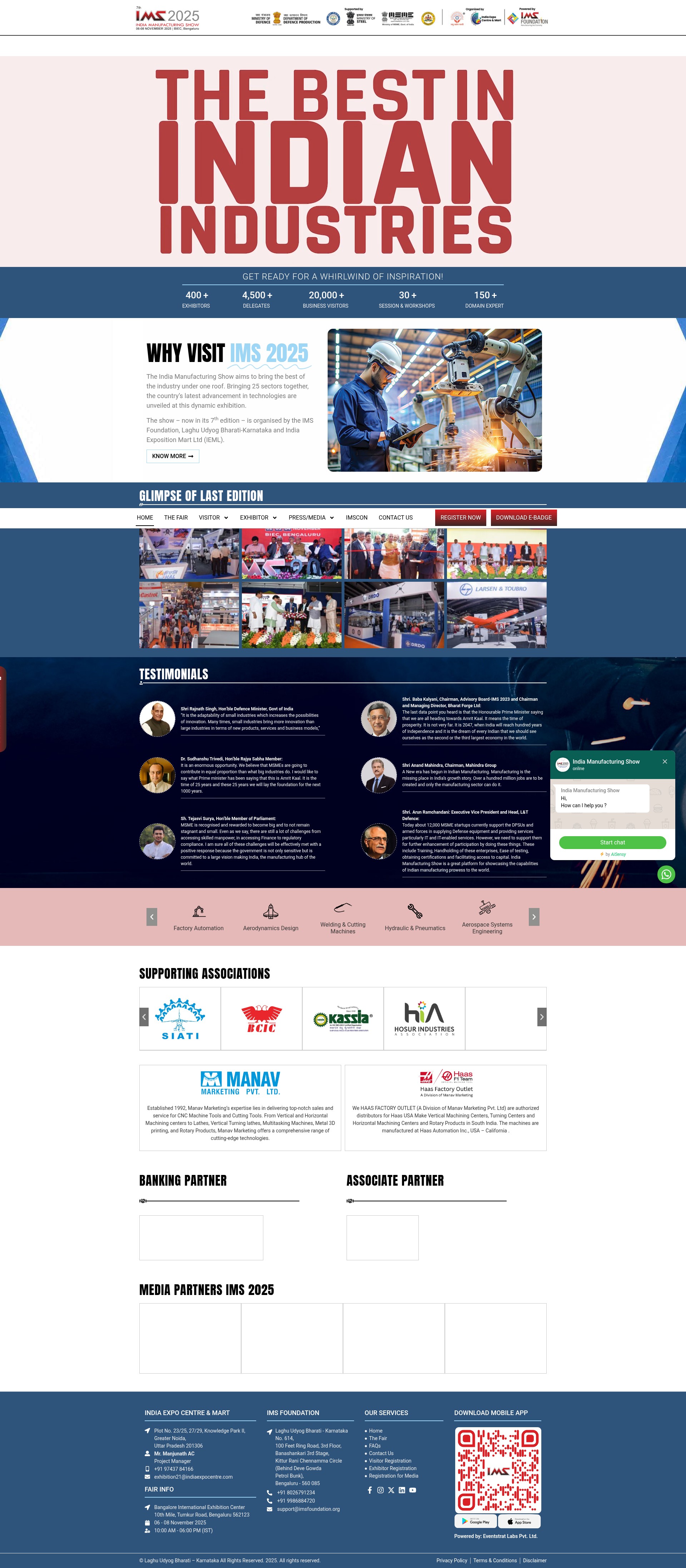 Screenshot of indiamanufacturingshow.com