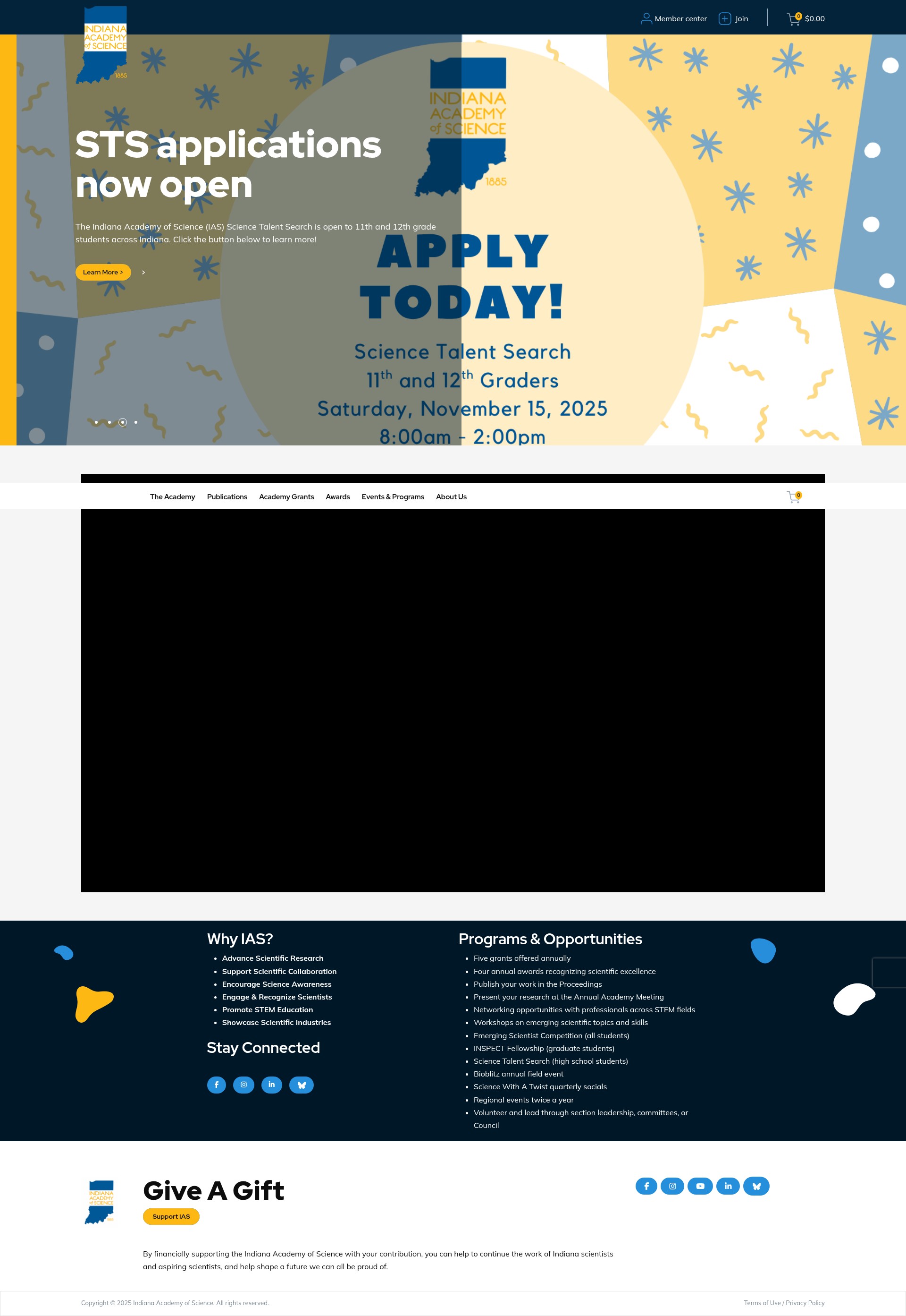 Screenshot of indianaacademyofscience.org