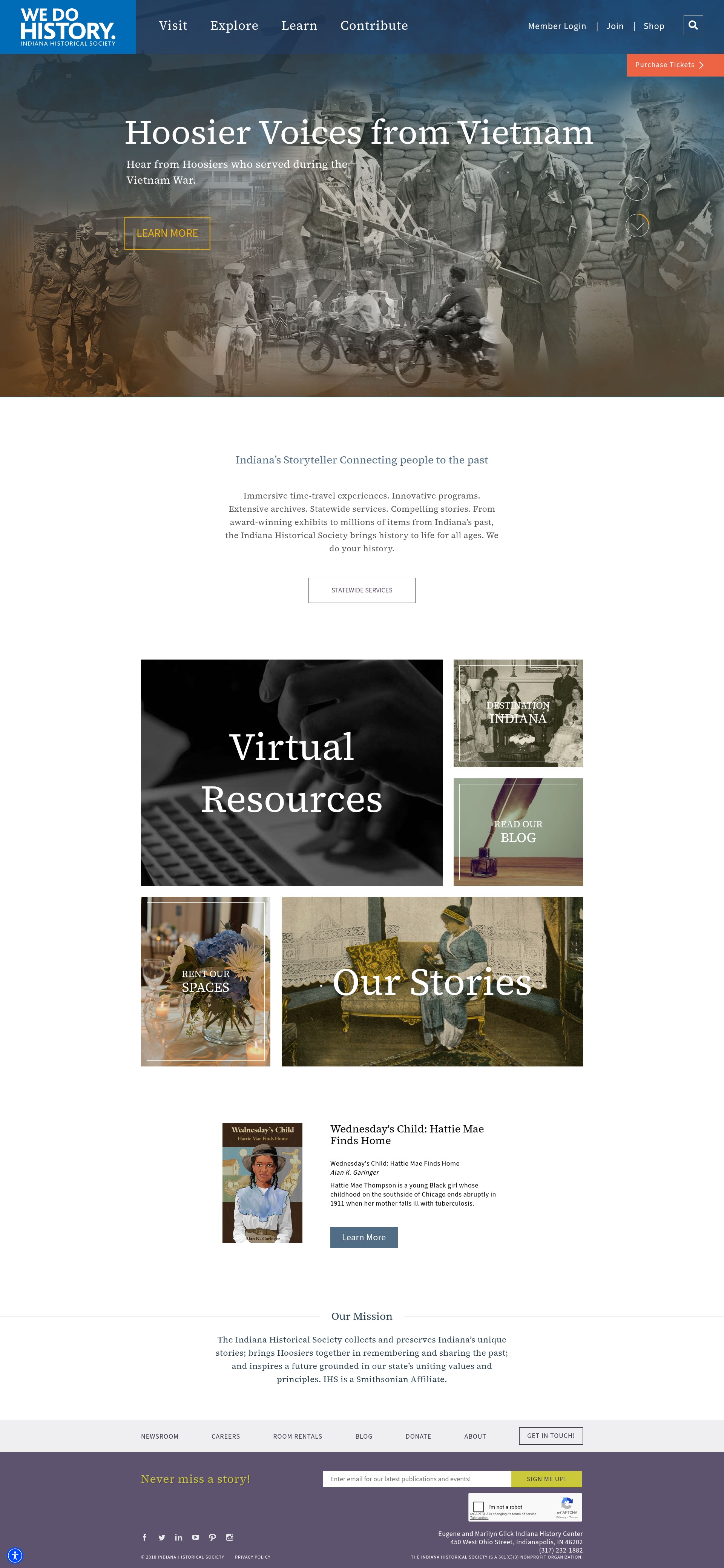 Screenshot of indianahistory.org